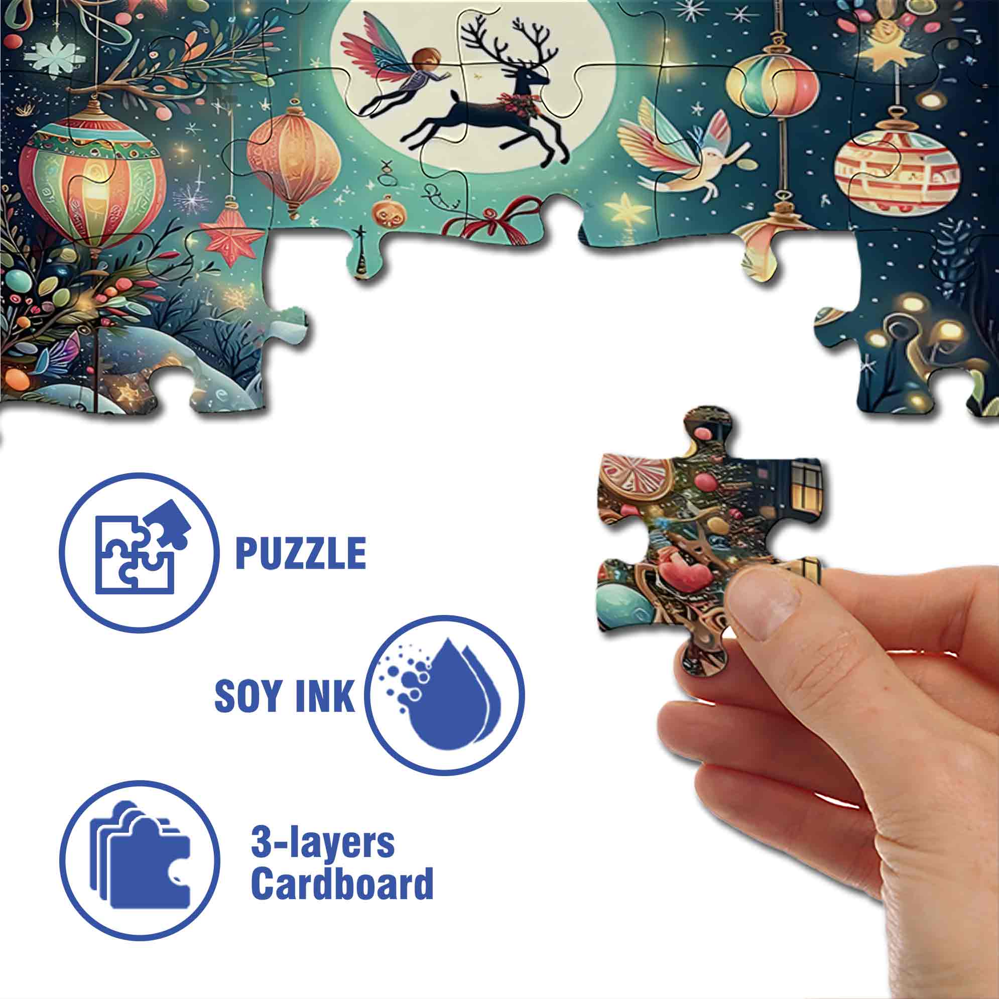 A Magical Christmas Night 500pcs/1000pcs Jigsaw Puzzle, Scratch-Resistant, Paper Material, Interactive Family Game & Brain-Boosting DIY Decor, Perfect for Halloween, Christmas & New Year Gifts, Family Puzzle Game