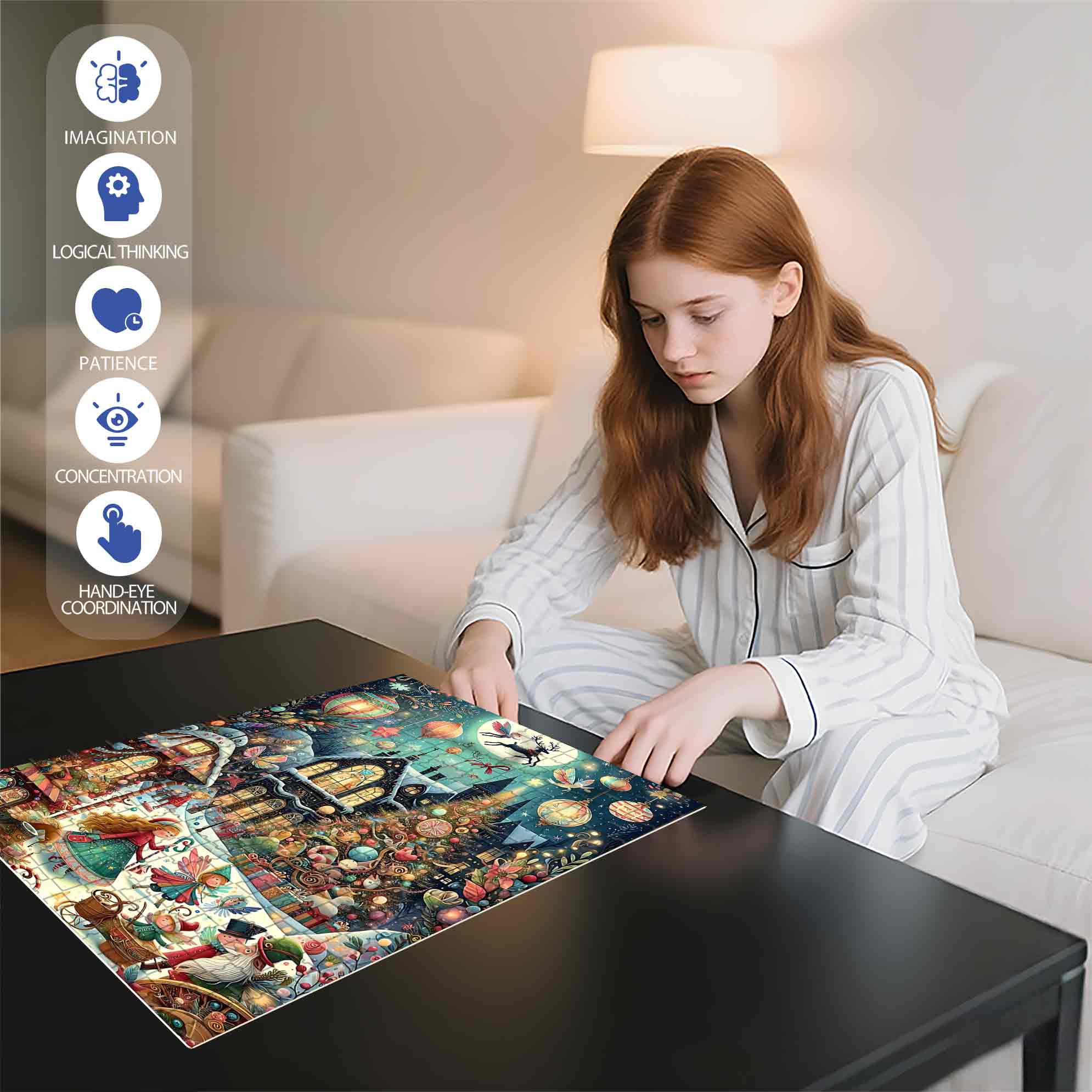 A Magical Christmas Night 500pcs/1000pcs Jigsaw Puzzle, Scratch-Resistant, Paper Material, Interactive Family Game & Brain-Boosting DIY Decor, Perfect for Halloween, Christmas & New Year Gifts, Family Puzzle Game