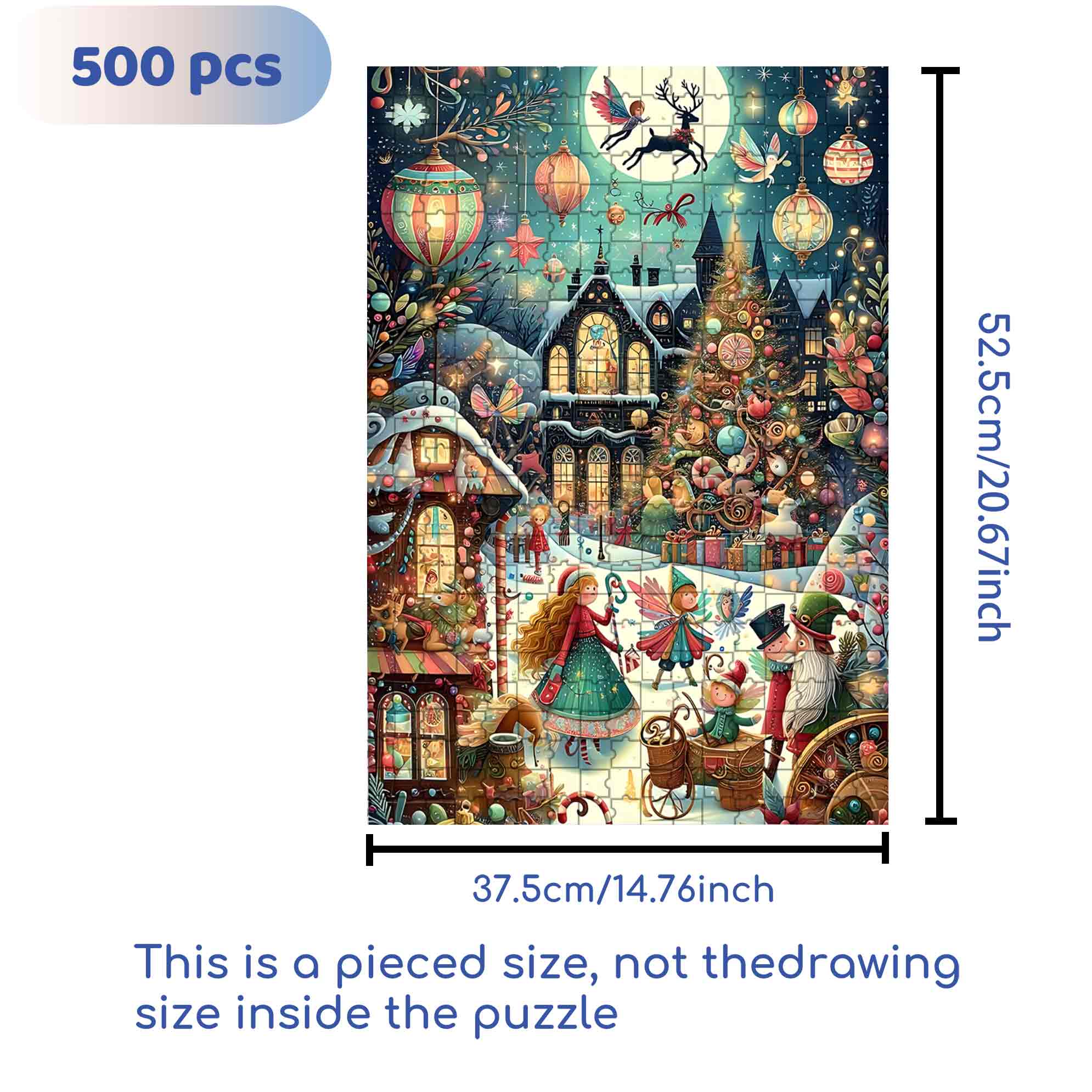 A Magical Christmas Night 500pcs/1000pcs Jigsaw Puzzle, Scratch-Resistant, Paper Material, Interactive Family Game & Brain-Boosting DIY Decor, Perfect for Halloween, Christmas & New Year Gifts, Family Puzzle Game