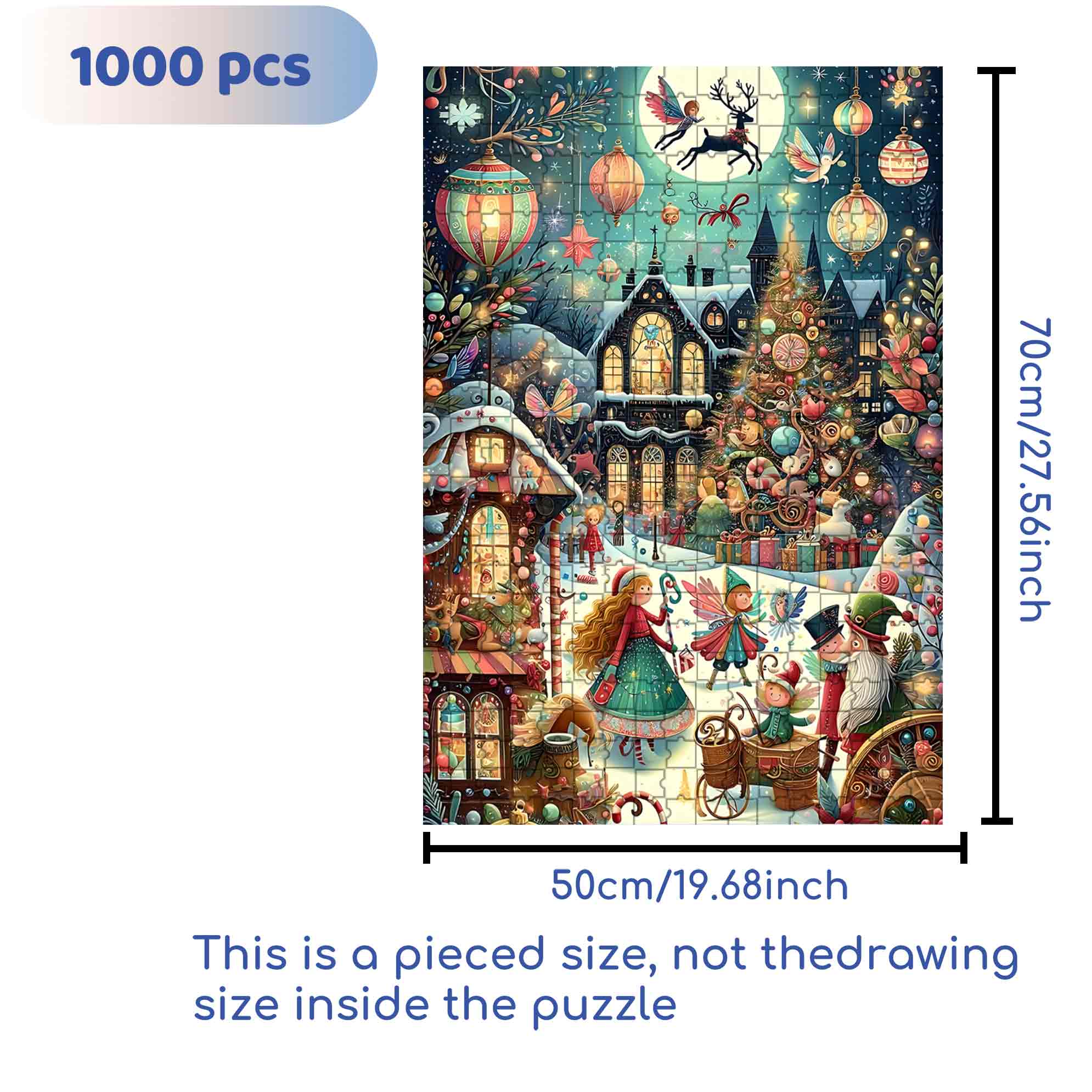 A Magical Christmas Night 500pcs/1000pcs Jigsaw Puzzle, Scratch-Resistant, Paper Material, Interactive Family Game & Brain-Boosting DIY Decor, Perfect for Halloween, Christmas & New Year Gifts, Family Puzzle Game