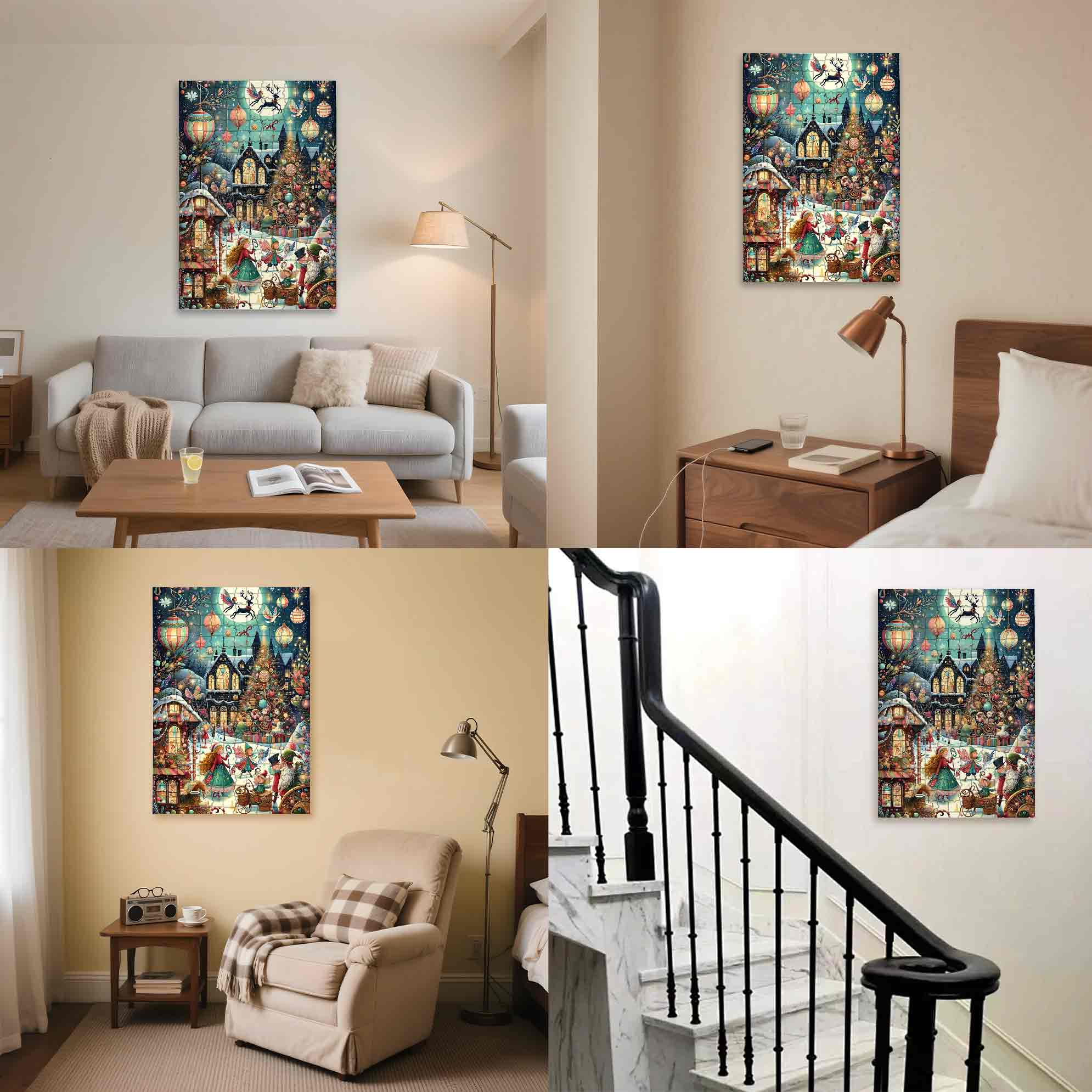 A Magical Christmas Night 500pcs/1000pcs Jigsaw Puzzle, Scratch-Resistant, Paper Material, Interactive Family Game & Brain-Boosting DIY Decor, Perfect for Halloween, Christmas & New Year Gifts, Family Puzzle Game