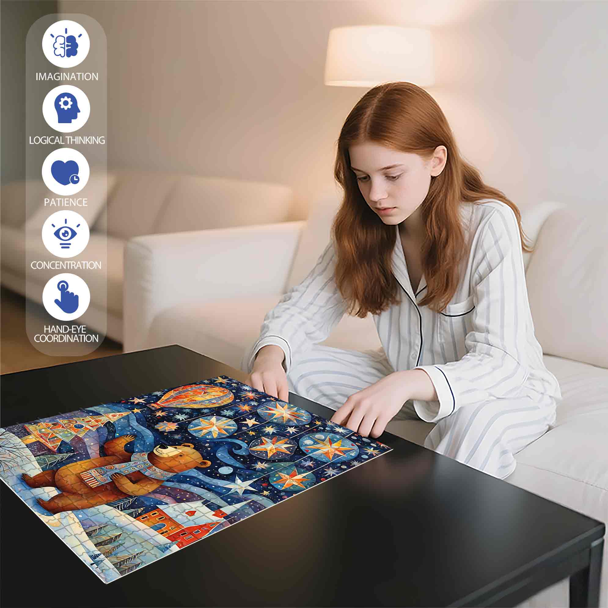 BEAR 500pcs/1000pcs Jigsaw Puzzle, Scratch-Resistant, Paper Material, Interactive Family Game & Brain-Boosting DIY Decor, Perfect for Halloween, Christmas & New Year Gifts, Family Puzzle Game