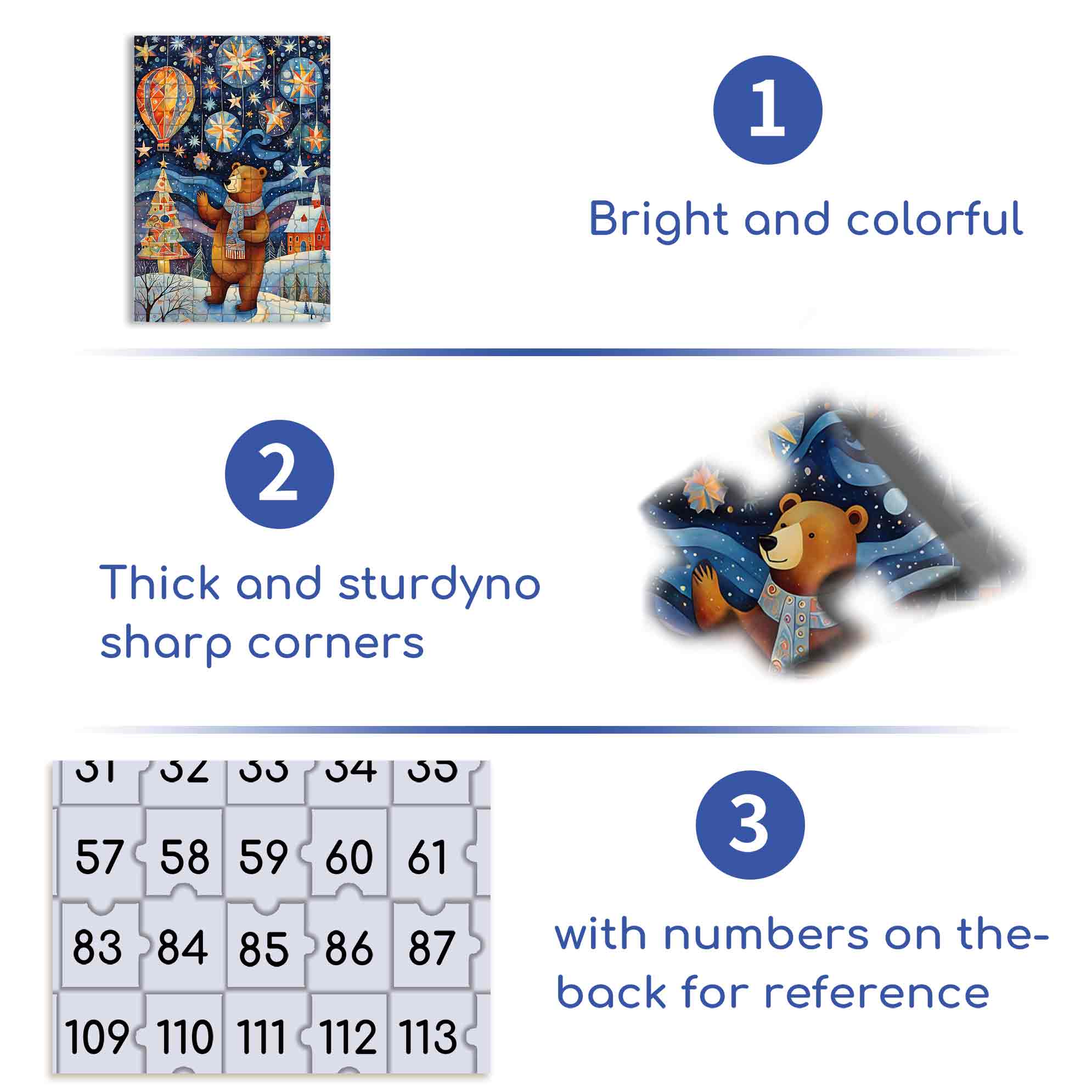 BEAR 500pcs/1000pcs Jigsaw Puzzle, Scratch-Resistant, Paper Material, Interactive Family Game & Brain-Boosting DIY Decor, Perfect for Halloween, Christmas & New Year Gifts, Family Puzzle Game