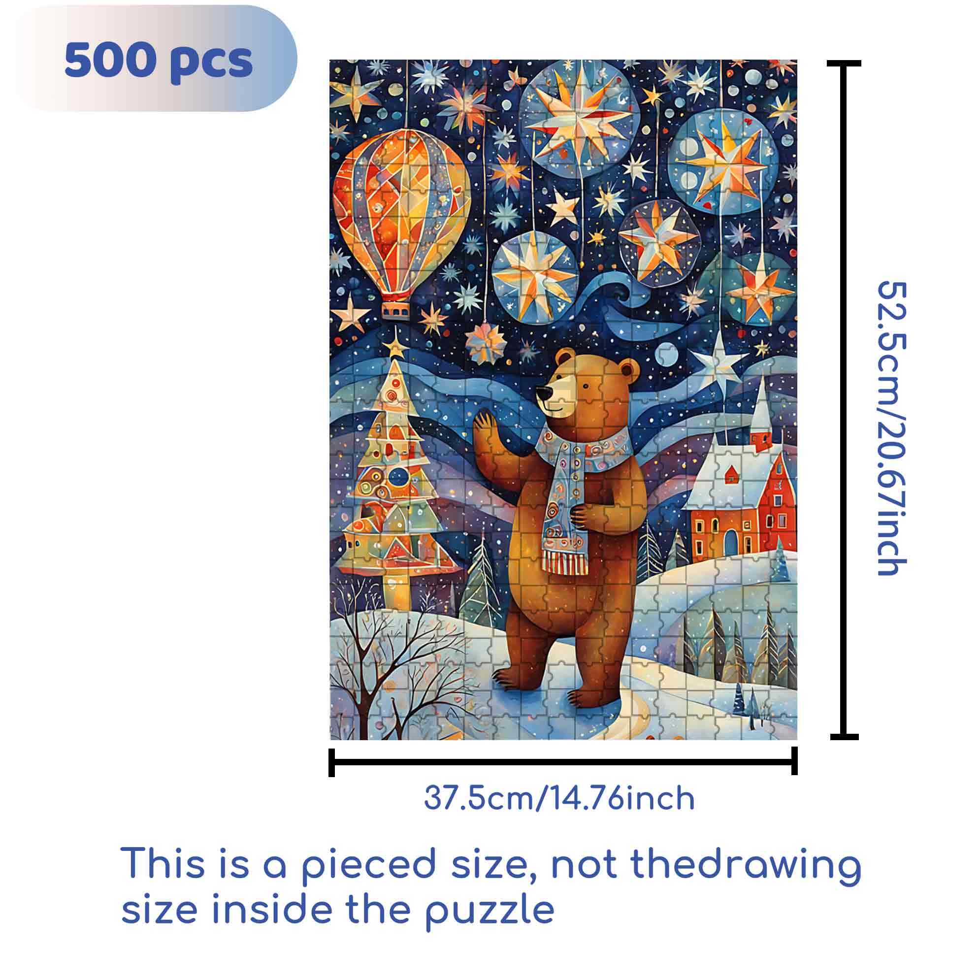 BEAR 500pcs/1000pcs Jigsaw Puzzle, Scratch-Resistant, Paper Material, Interactive Family Game & Brain-Boosting DIY Decor, Perfect for Halloween, Christmas & New Year Gifts, Family Puzzle Game
