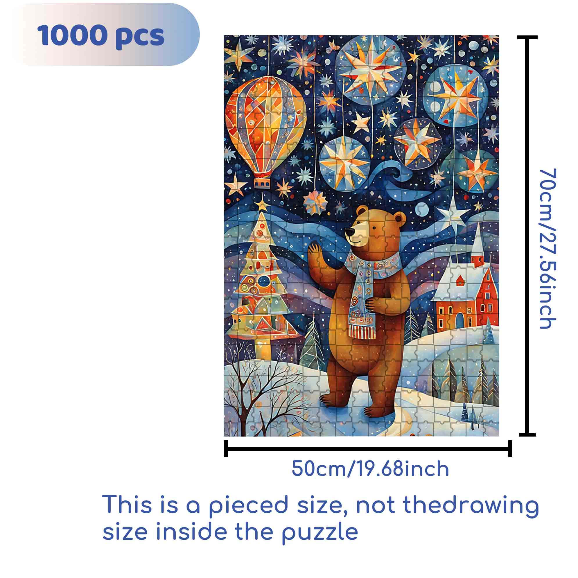 BEAR 500pcs/1000pcs Jigsaw Puzzle, Scratch-Resistant, Paper Material, Interactive Family Game & Brain-Boosting DIY Decor, Perfect for Halloween, Christmas & New Year Gifts, Family Puzzle Game