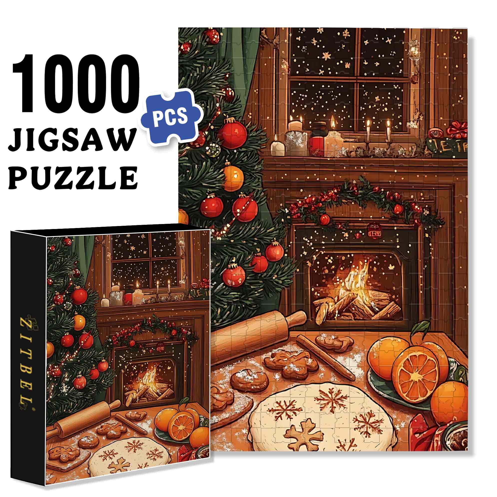 Christmas Eve 500pcs/1000pcs Jigsaw Puzzle, Scratch-Resistant, Paper Material, Interactive Family Game & Brain-Boosting DIY Decor, Perfect for Halloween, Christmas & New Year Gifts, Family Puzzle Game