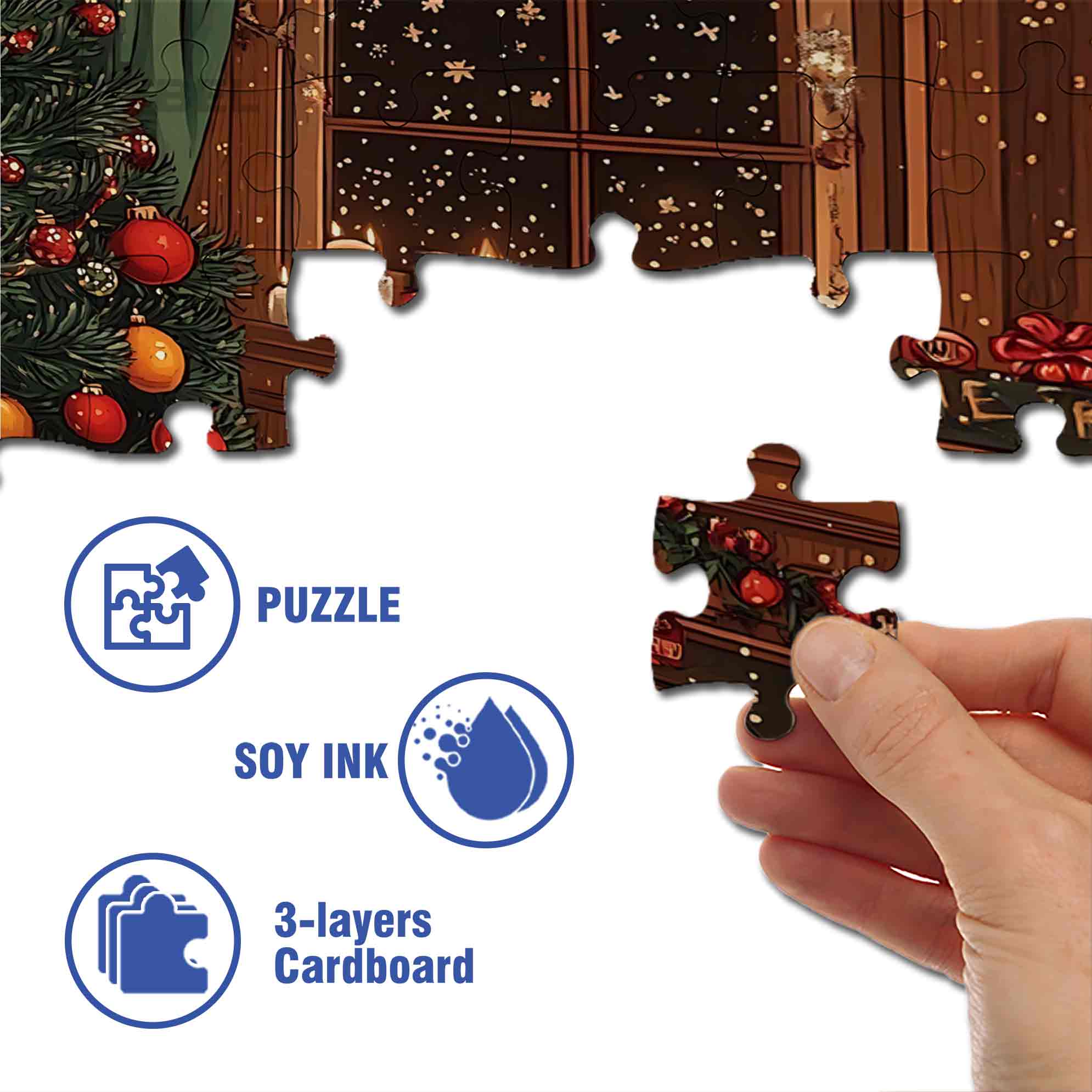 Christmas Eve 500pcs/1000pcs Jigsaw Puzzle, Scratch-Resistant, Paper Material, Interactive Family Game & Brain-Boosting DIY Decor, Perfect for Halloween, Christmas & New Year Gifts, Family Puzzle Game
