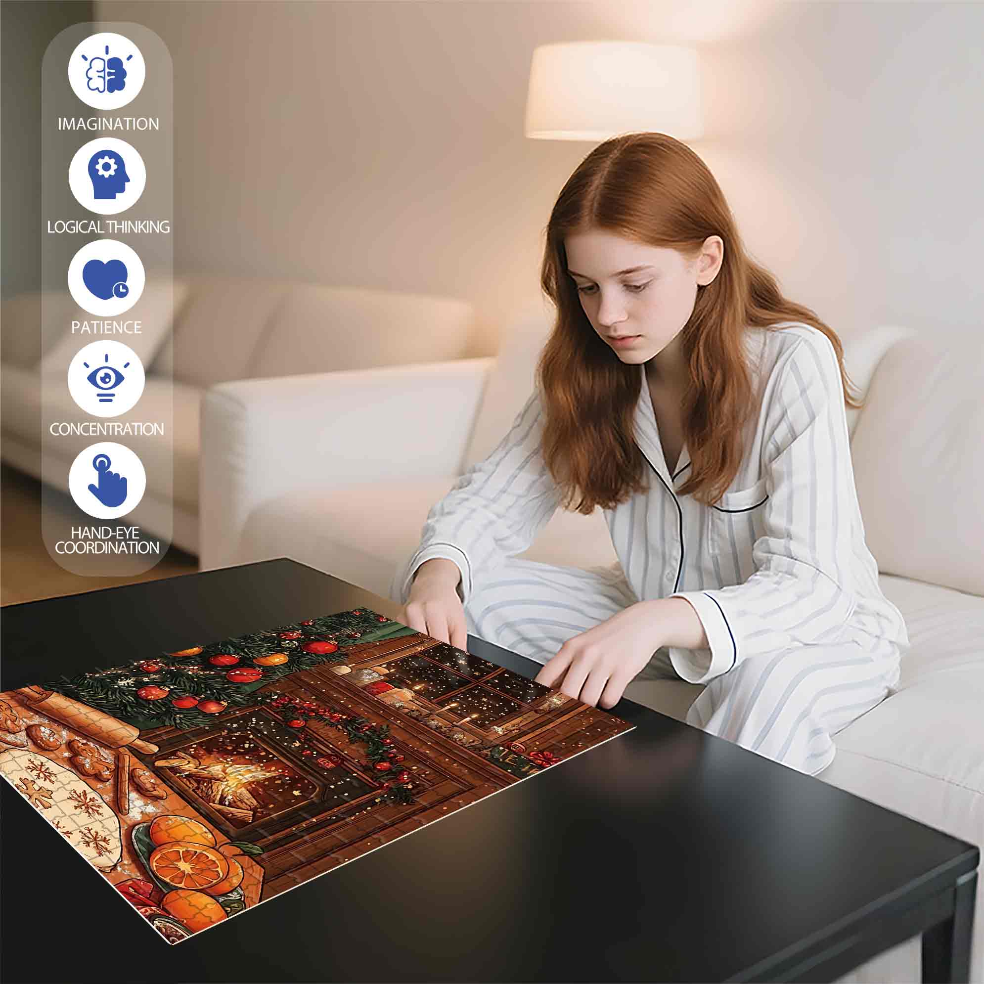 Christmas Eve 500pcs/1000pcs Jigsaw Puzzle, Scratch-Resistant, Paper Material, Interactive Family Game & Brain-Boosting DIY Decor, Perfect for Halloween, Christmas & New Year Gifts, Family Puzzle Game