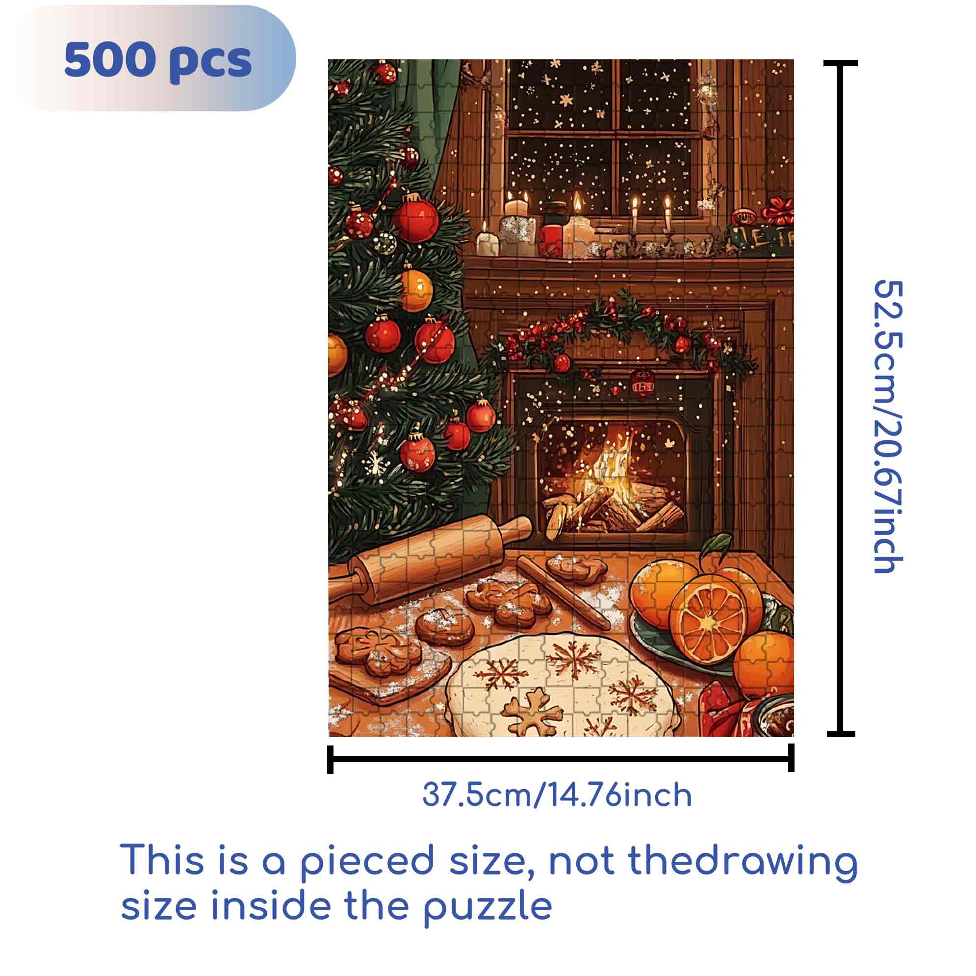 Christmas Eve 500pcs/1000pcs Jigsaw Puzzle, Scratch-Resistant, Paper Material, Interactive Family Game & Brain-Boosting DIY Decor, Perfect for Halloween, Christmas & New Year Gifts, Family Puzzle Game