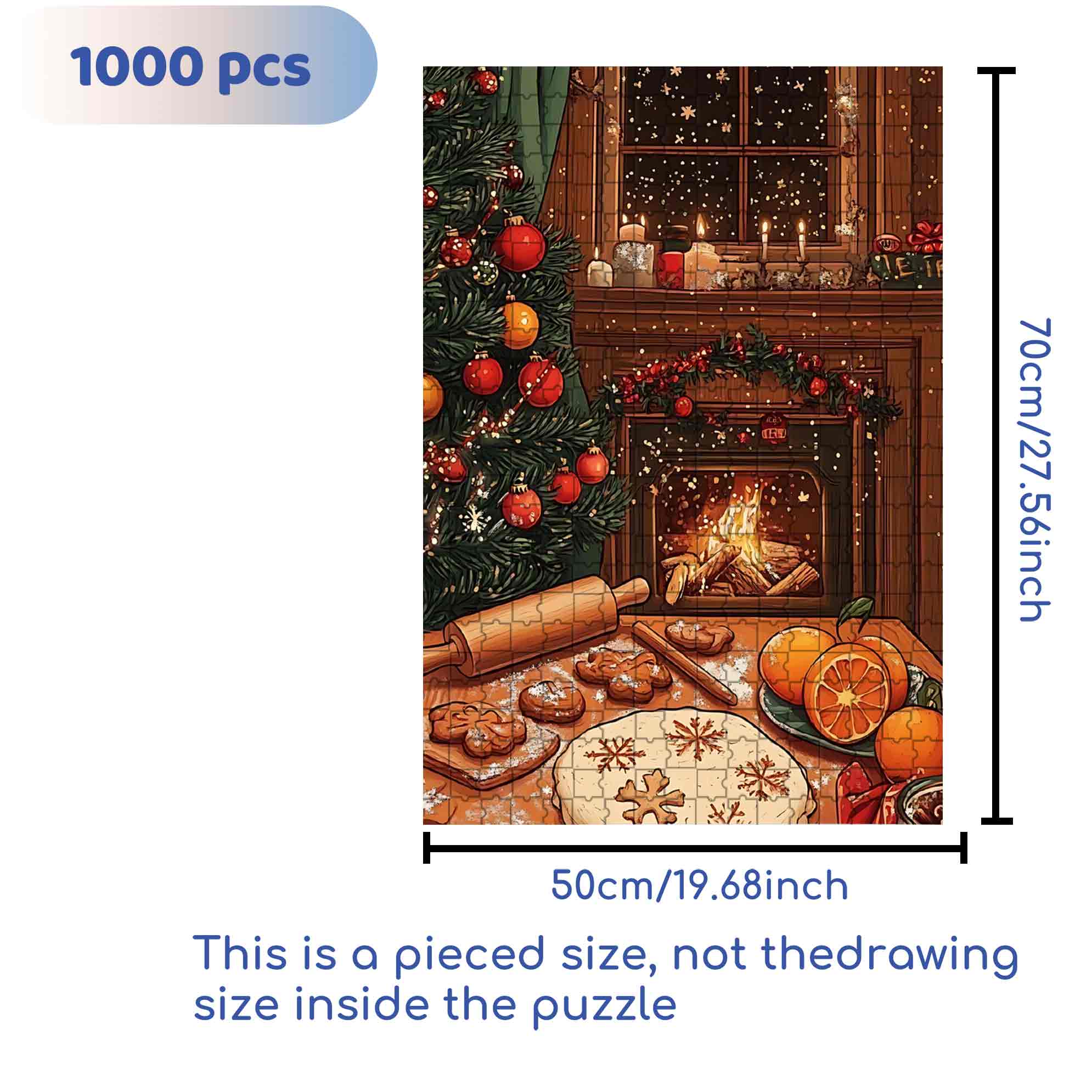 Christmas Eve 500pcs/1000pcs Jigsaw Puzzle, Scratch-Resistant, Paper Material, Interactive Family Game & Brain-Boosting DIY Decor, Perfect for Halloween, Christmas & New Year Gifts, Family Puzzle Game