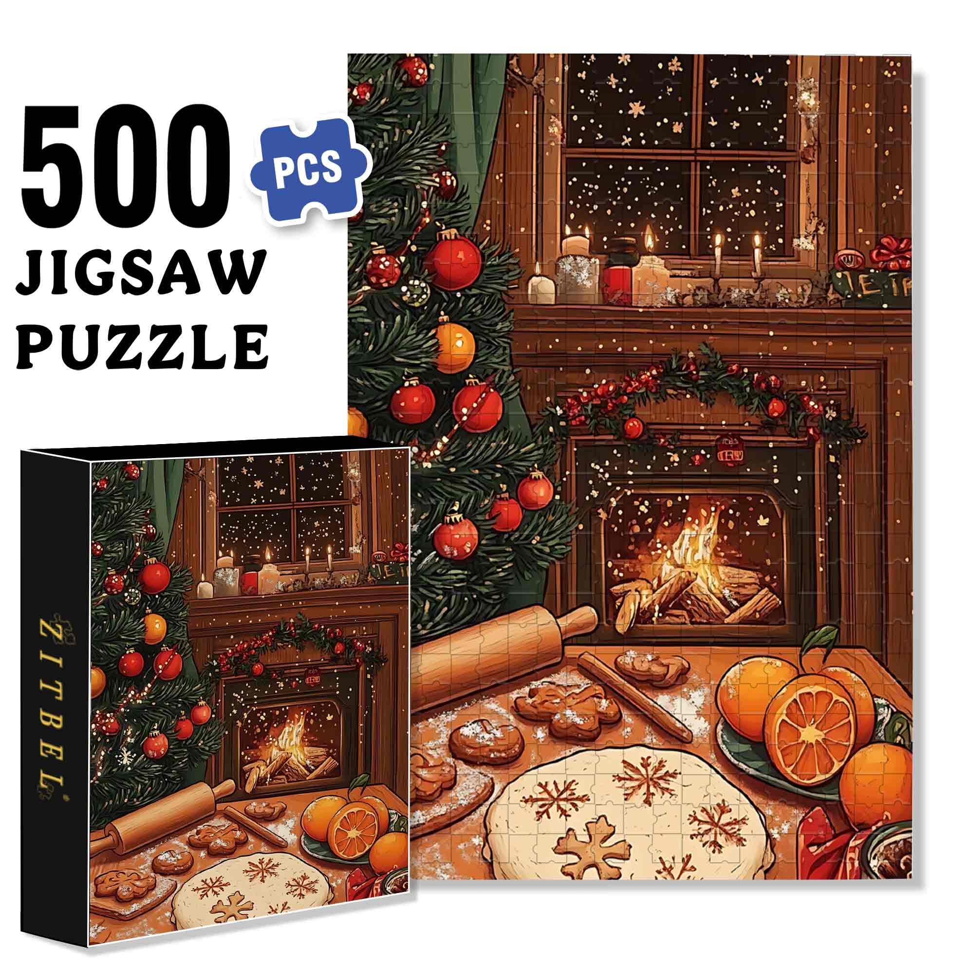 Christmas Eve 500pcs/1000pcs Jigsaw Puzzle, Scratch-Resistant, Paper Material, Interactive Family Game & Brain-Boosting DIY Decor, Perfect for Halloween, Christmas & New Year Gifts, Family Puzzle Game