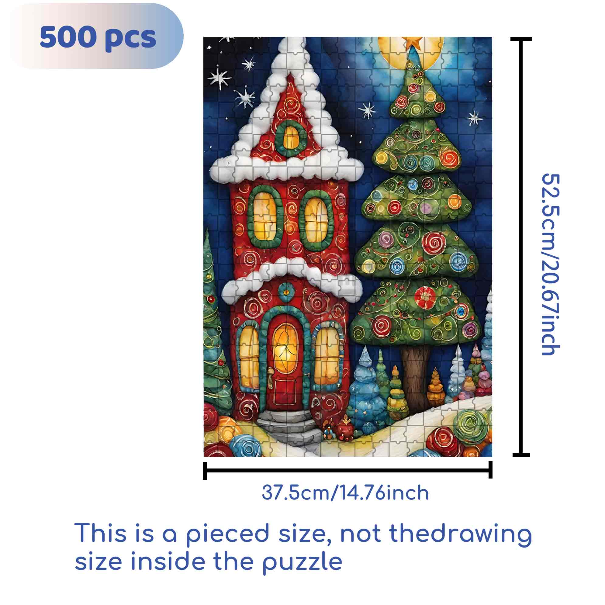Christmas House 500pcs/1000pcs Jigsaw Puzzle, Scratch-Resistant, Paper Material, Interactive Family Game & Brain-Boosting DIY Decor, Perfect for Halloween, Christmas & New Year Gifts, Family Puzzle Game