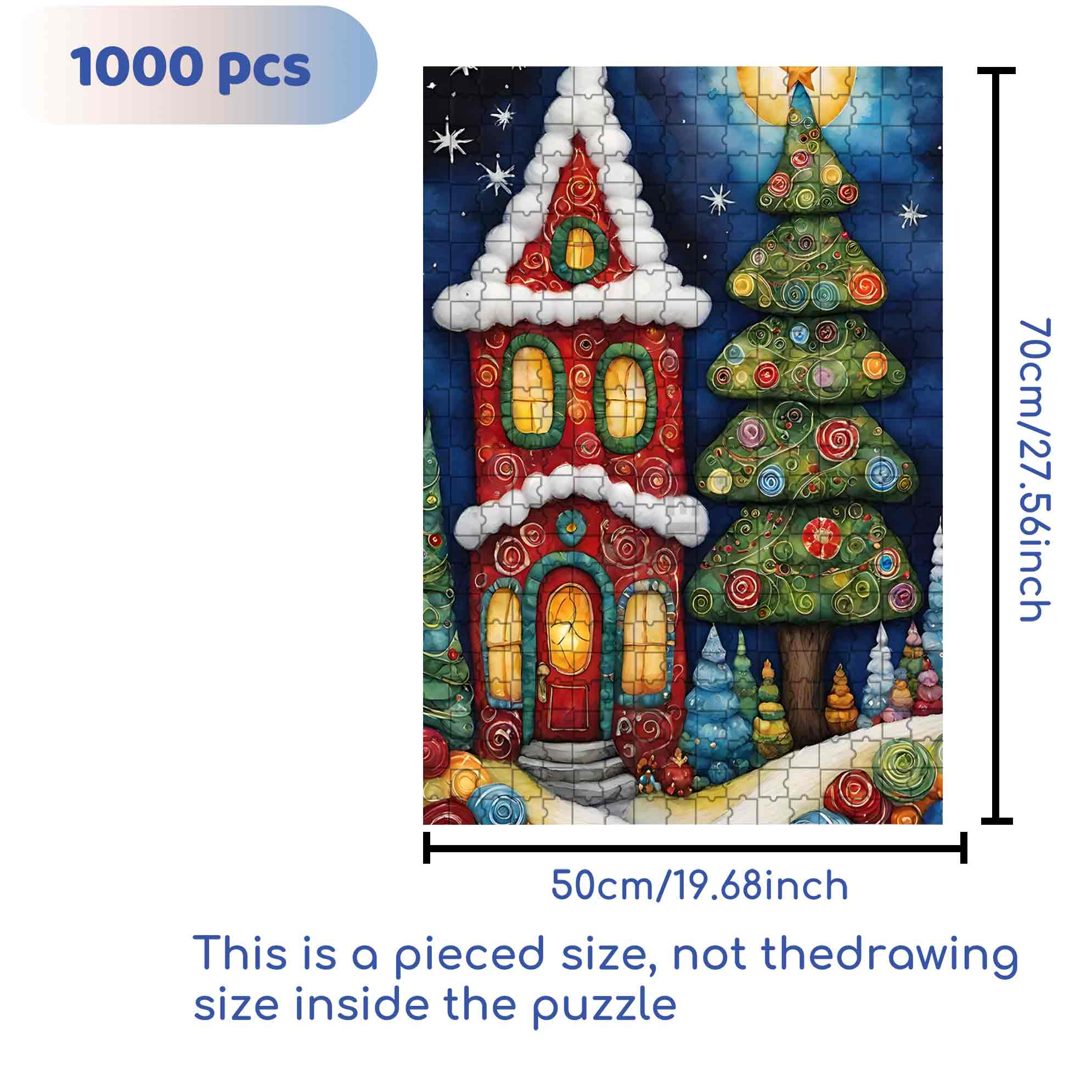 Christmas House 500pcs/1000pcs Jigsaw Puzzle, Scratch-Resistant, Paper Material, Interactive Family Game & Brain-Boosting DIY Decor, Perfect for Halloween, Christmas & New Year Gifts, Family Puzzle Game