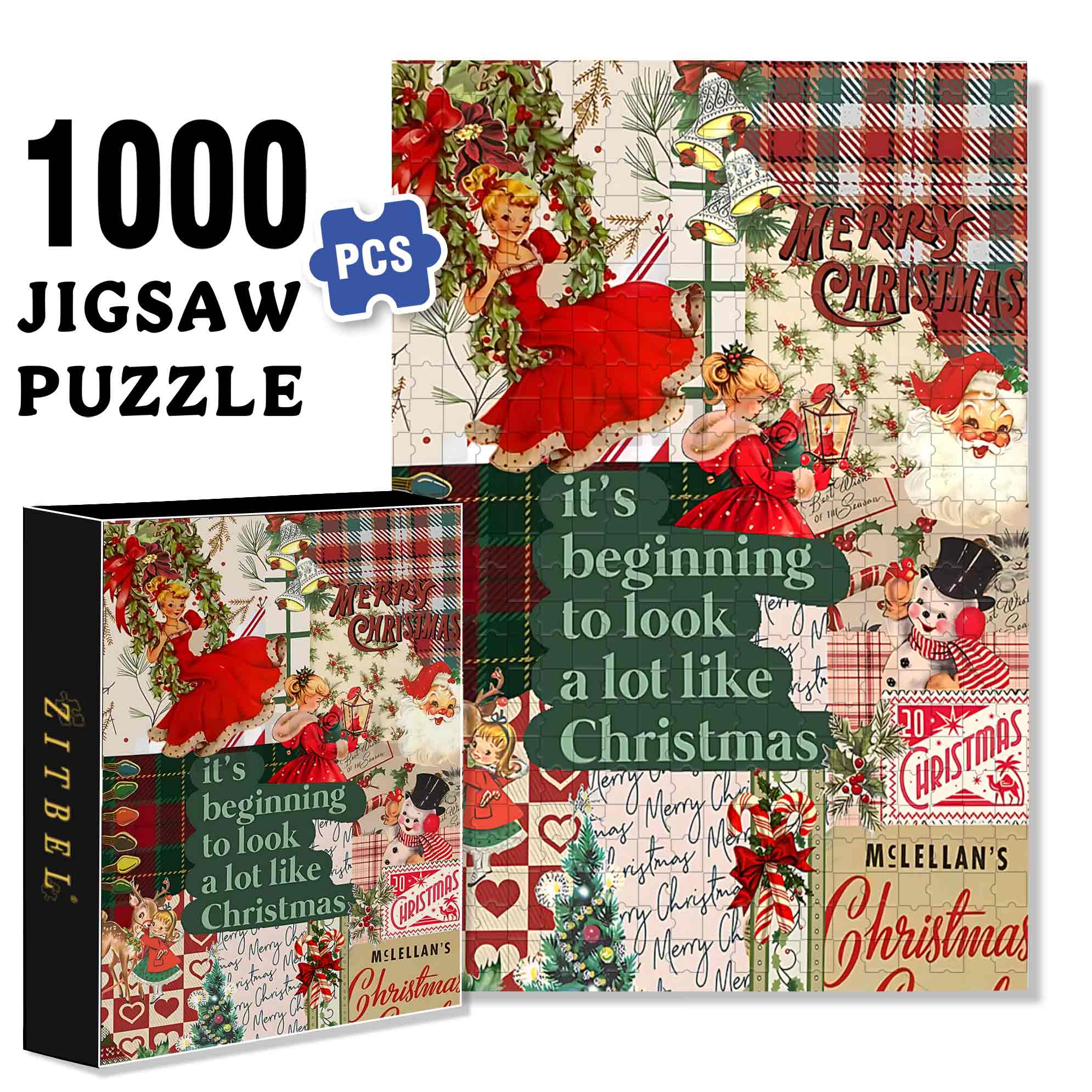 Christmas Season Festive 500pcs/1000pcs Jigsaw Puzzle, Scratch-Resistant, Paper Material, Interactive Family Game & Brain-Boosting DIY Decor, Perfect for Halloween, Christmas & New Year Gifts, Family Puzzle Game