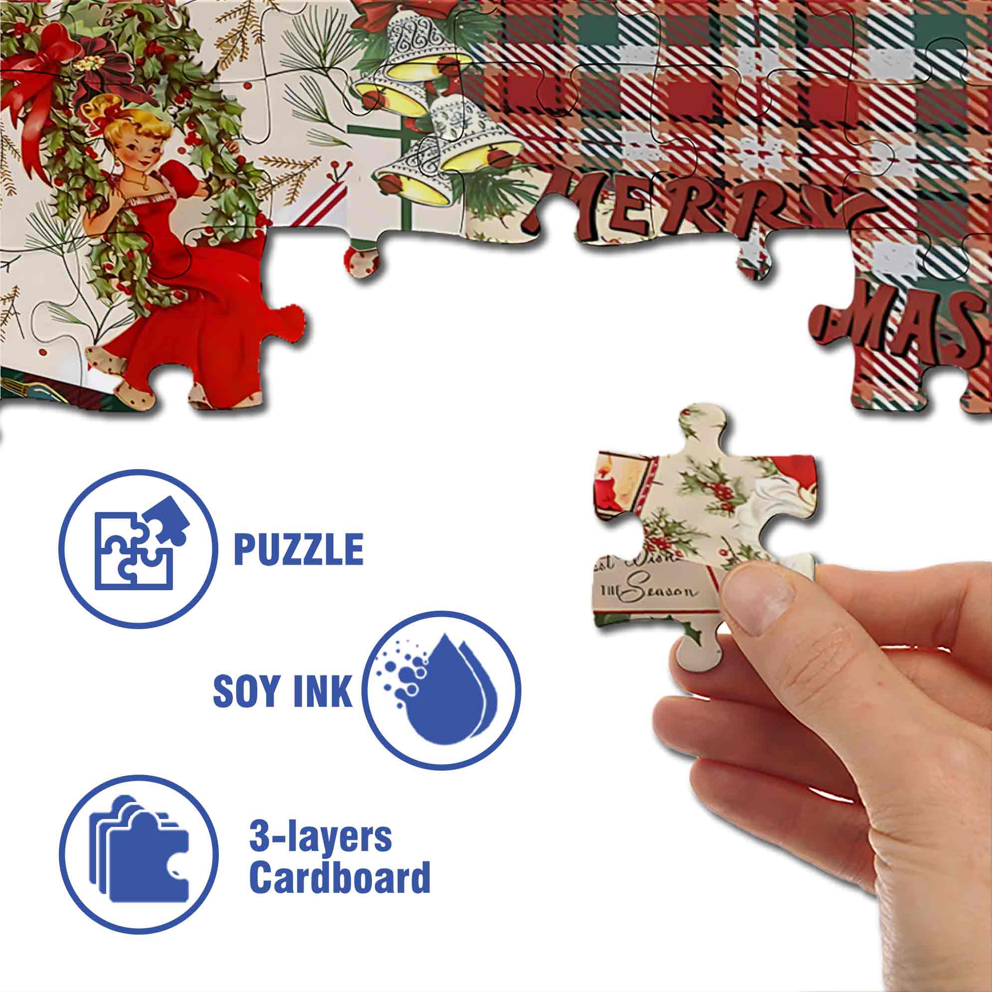 Christmas Season Festive 500pcs/1000pcs Jigsaw Puzzle, Scratch-Resistant, Paper Material, Interactive Family Game & Brain-Boosting DIY Decor, Perfect for Halloween, Christmas & New Year Gifts, Family Puzzle Game