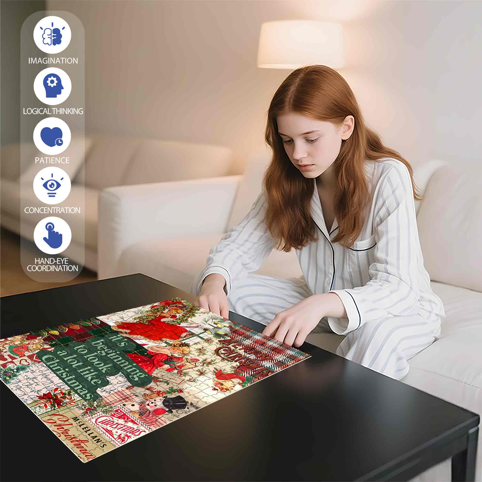 Christmas Season Festive 500pcs/1000pcs Jigsaw Puzzle, Scratch-Resistant, Paper Material, Interactive Family Game & Brain-Boosting DIY Decor, Perfect for Halloween, Christmas & New Year Gifts, Family Puzzle Game