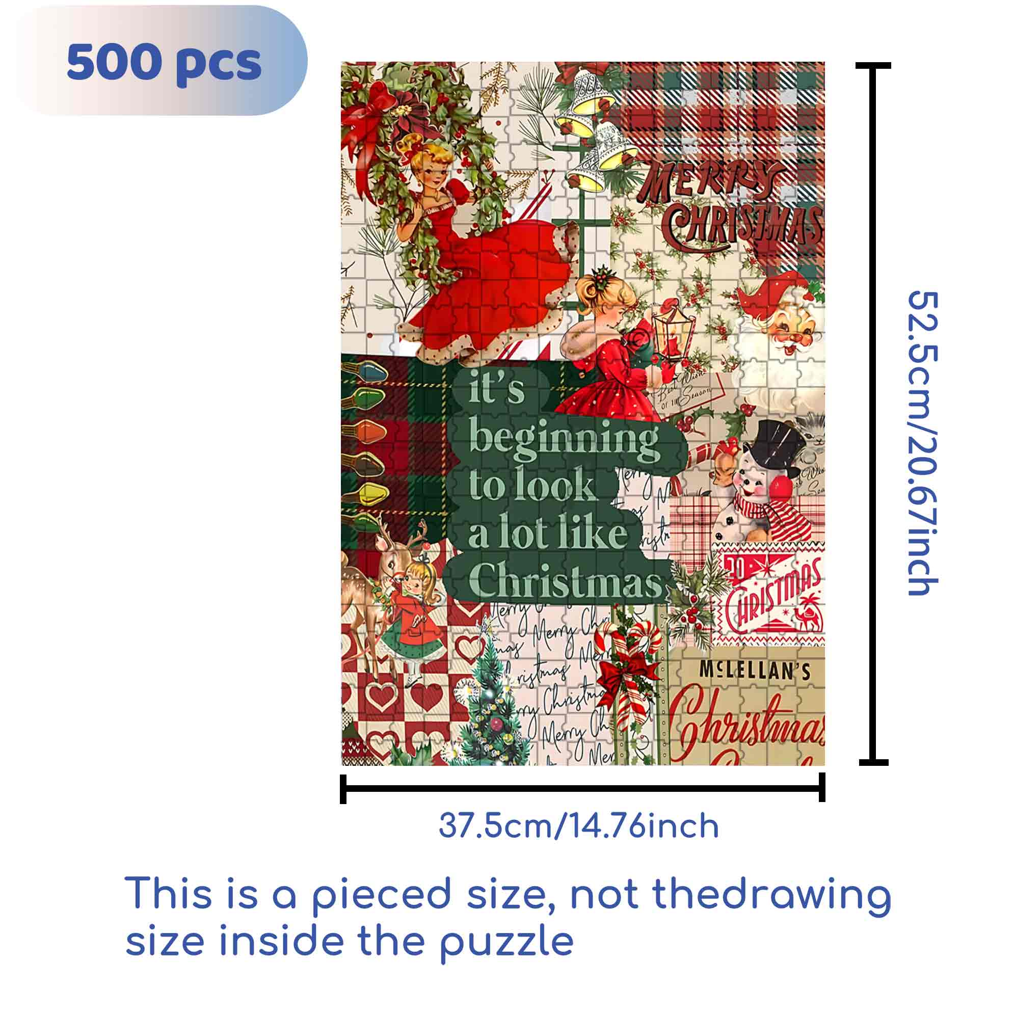 Christmas Season Festive 500pcs/1000pcs Jigsaw Puzzle, Scratch-Resistant, Paper Material, Interactive Family Game & Brain-Boosting DIY Decor, Perfect for Halloween, Christmas & New Year Gifts, Family Puzzle Game