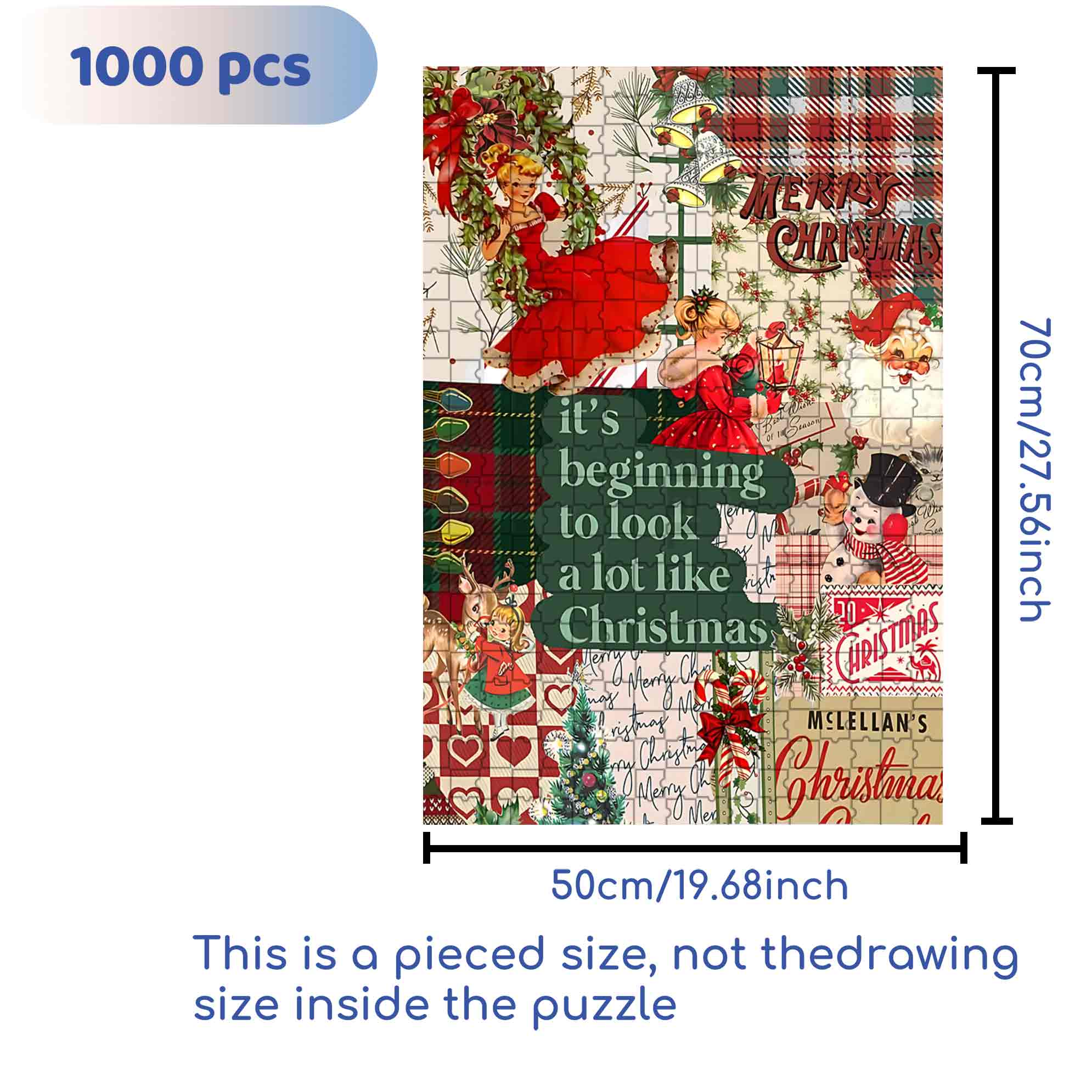 Christmas Season Festive 500pcs/1000pcs Jigsaw Puzzle, Scratch-Resistant, Paper Material, Interactive Family Game & Brain-Boosting DIY Decor, Perfect for Halloween, Christmas & New Year Gifts, Family Puzzle Game
