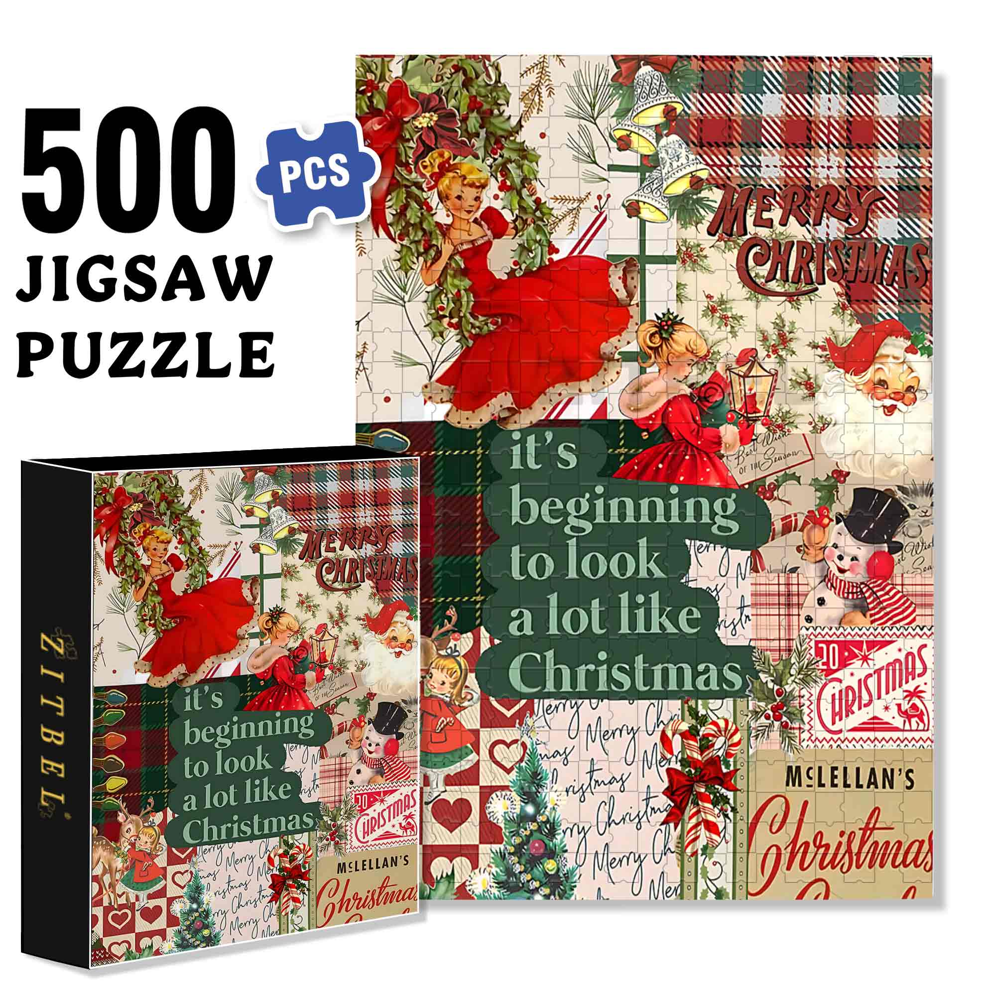 Christmas Season Festive 500pcs/1000pcs Jigsaw Puzzle, Scratch-Resistant, Paper Material, Interactive Family Game & Brain-Boosting DIY Decor, Perfect for Halloween, Christmas & New Year Gifts, Family Puzzle Game