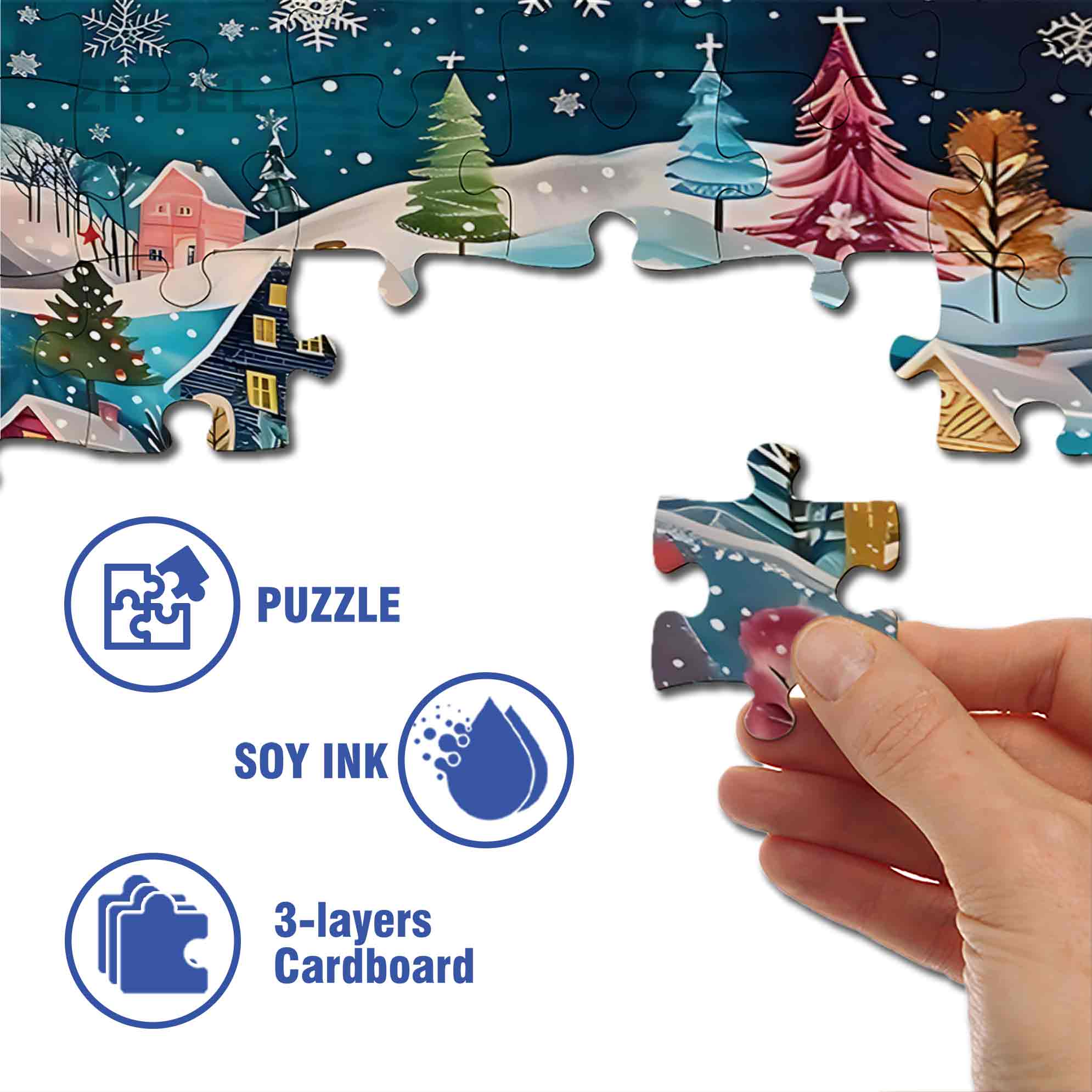 Christmas Village 500pcs/1000pcs Jigsaw Puzzle, Scratch-Resistant, Paper Material, Interactive Family Game & Brain-Boosting DIY Decor, Perfect for Halloween, Christmas & New Year Gifts, Family Puzzle Game