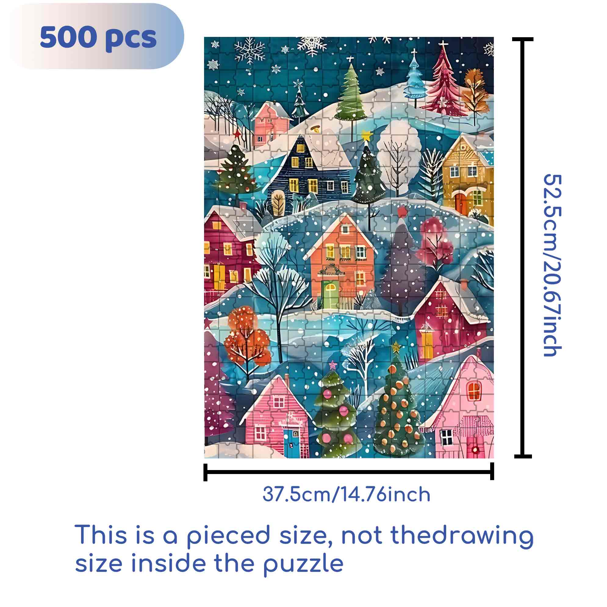 Christmas Village 500pcs/1000pcs Jigsaw Puzzle, Scratch-Resistant, Paper Material, Interactive Family Game & Brain-Boosting DIY Decor, Perfect for Halloween, Christmas & New Year Gifts, Family Puzzle Game