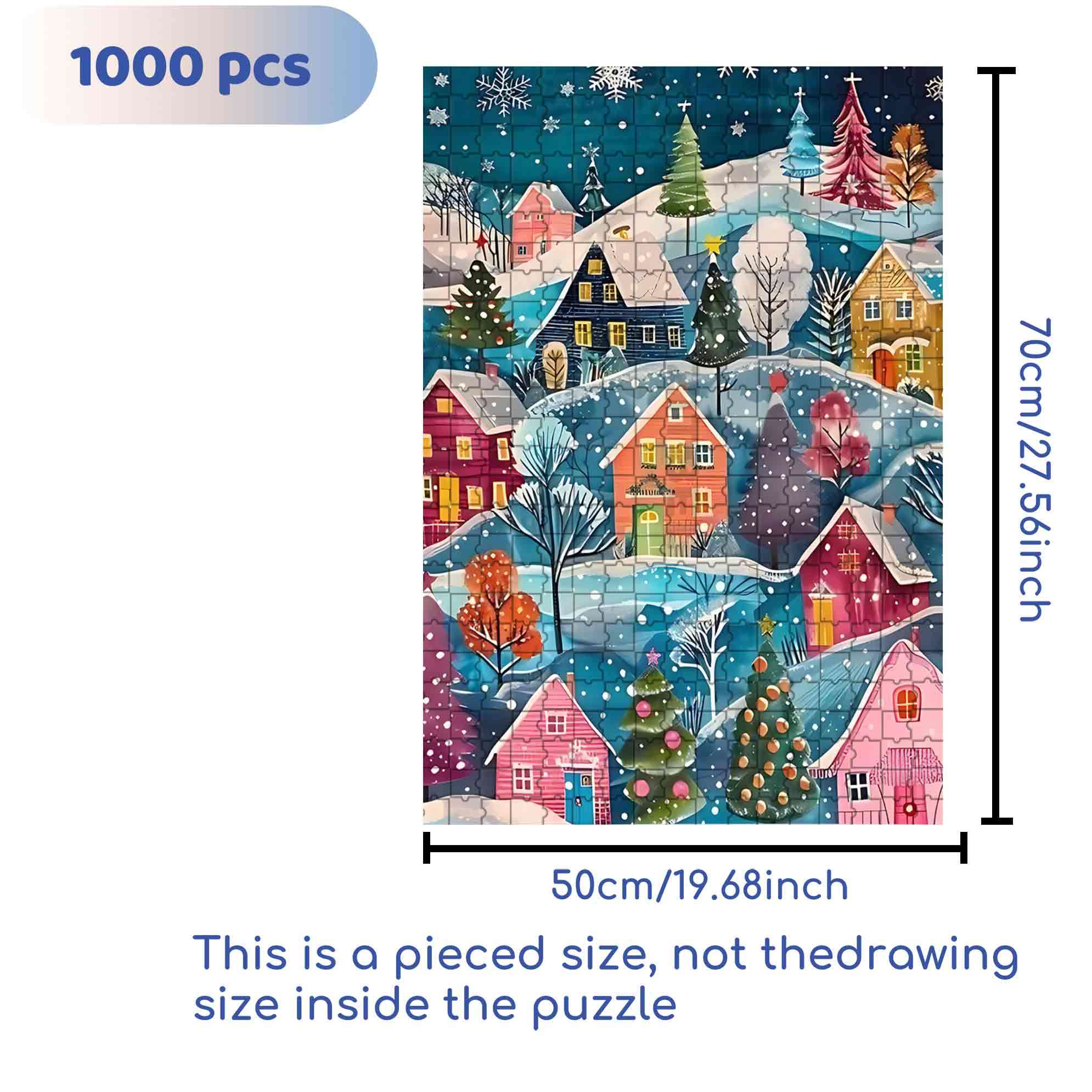 Christmas Village 500pcs/1000pcs Jigsaw Puzzle, Scratch-Resistant, Paper Material, Interactive Family Game & Brain-Boosting DIY Decor, Perfect for Halloween, Christmas & New Year Gifts, Family Puzzle Game