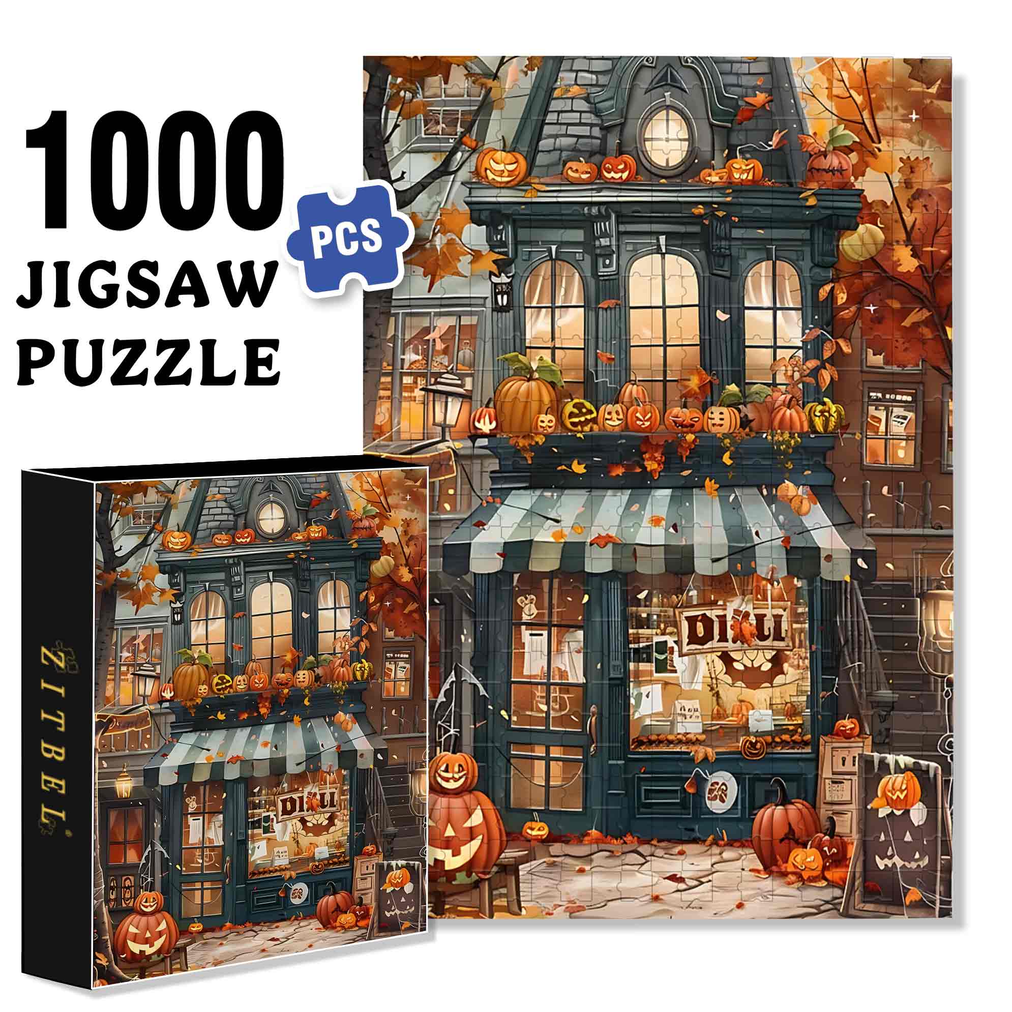 Halloween 500pcs/1000pcs Jigsaw Puzzle, Scratch-Resistant, Paper Material, Interactive Family Game & Brain-Boosting DIY Decor, Perfect for Halloween, Christmas & New Year Gifts, Family Puzzle Game