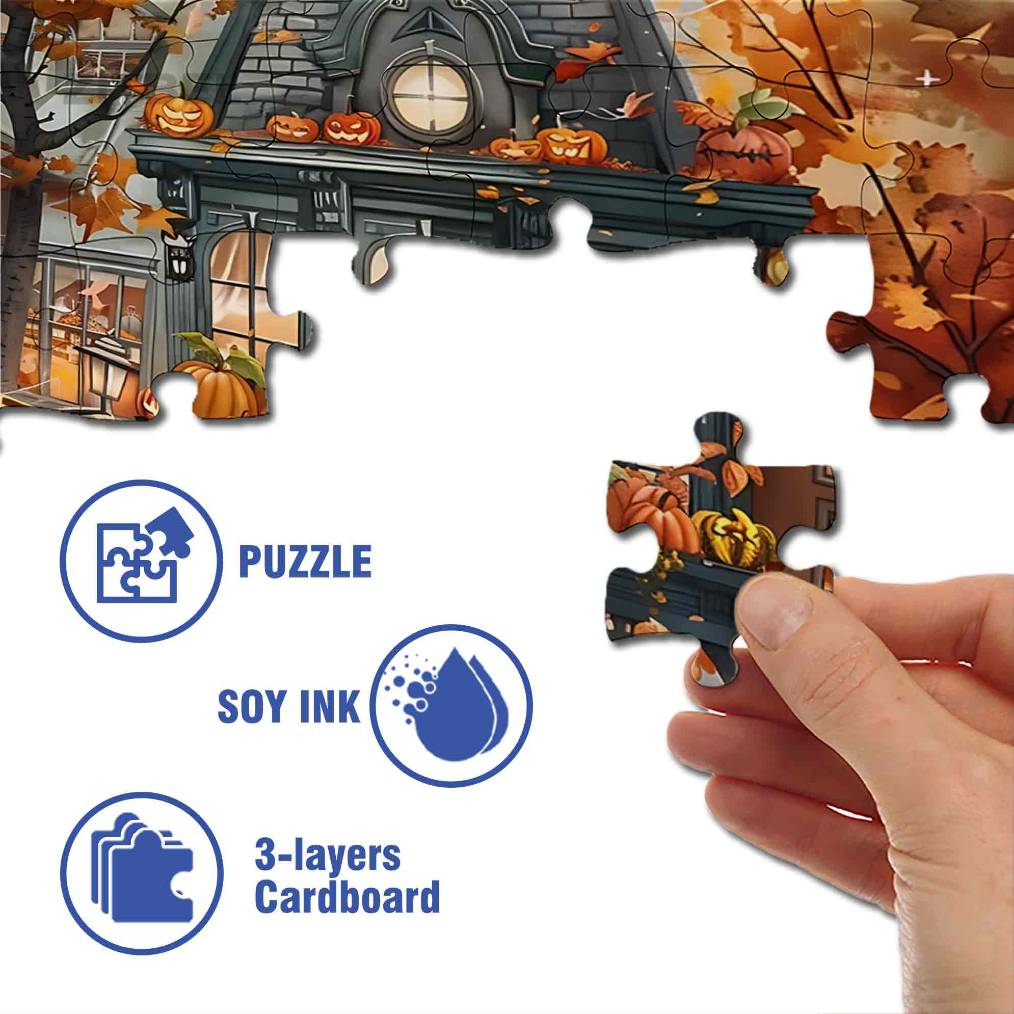 Halloween 500pcs/1000pcs Jigsaw Puzzle, Scratch-Resistant, Paper Material, Interactive Family Game & Brain-Boosting DIY Decor, Perfect for Halloween, Christmas & New Year Gifts, Family Puzzle Game