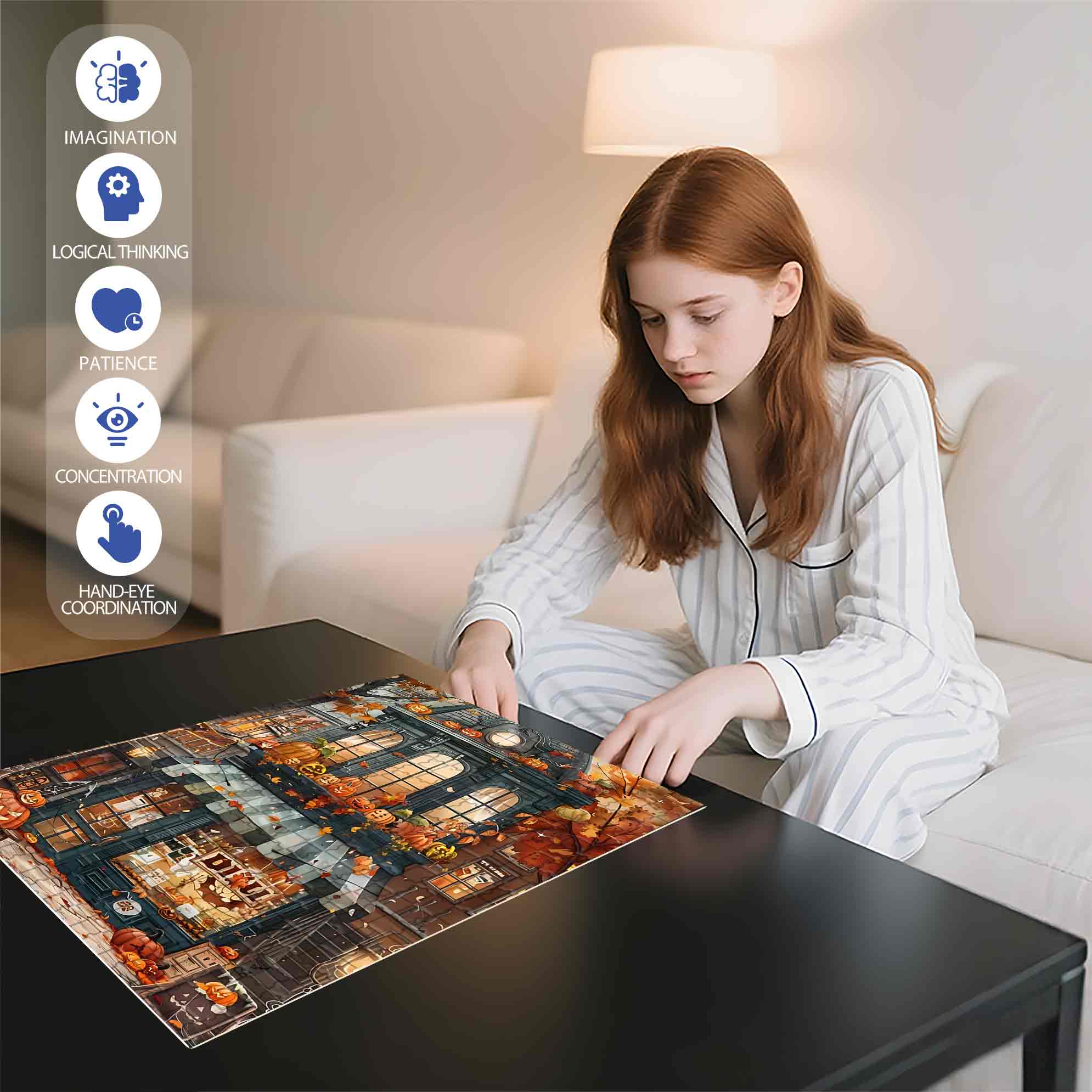 Halloween 500pcs/1000pcs Jigsaw Puzzle, Scratch-Resistant, Paper Material, Interactive Family Game & Brain-Boosting DIY Decor, Perfect for Halloween, Christmas & New Year Gifts, Family Puzzle Game