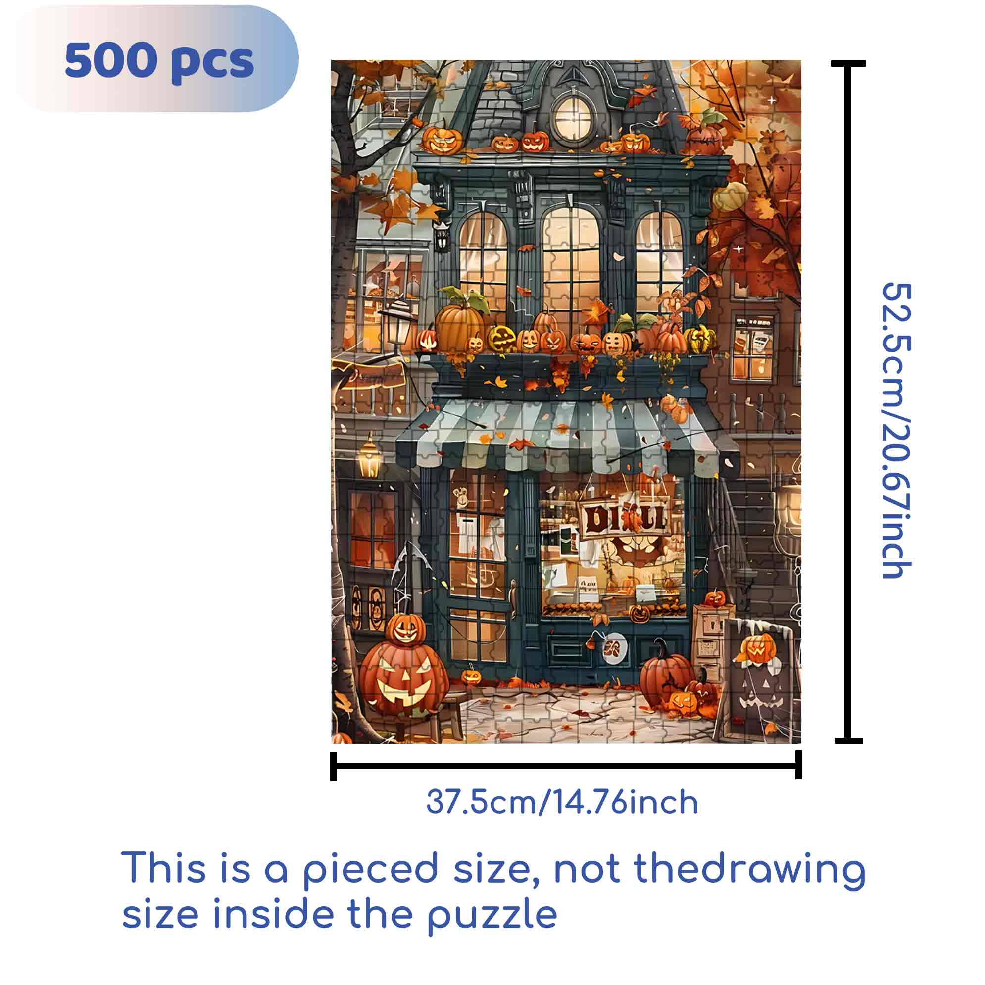 Halloween 500pcs/1000pcs Jigsaw Puzzle, Scratch-Resistant, Paper Material, Interactive Family Game & Brain-Boosting DIY Decor, Perfect for Halloween, Christmas & New Year Gifts, Family Puzzle Game