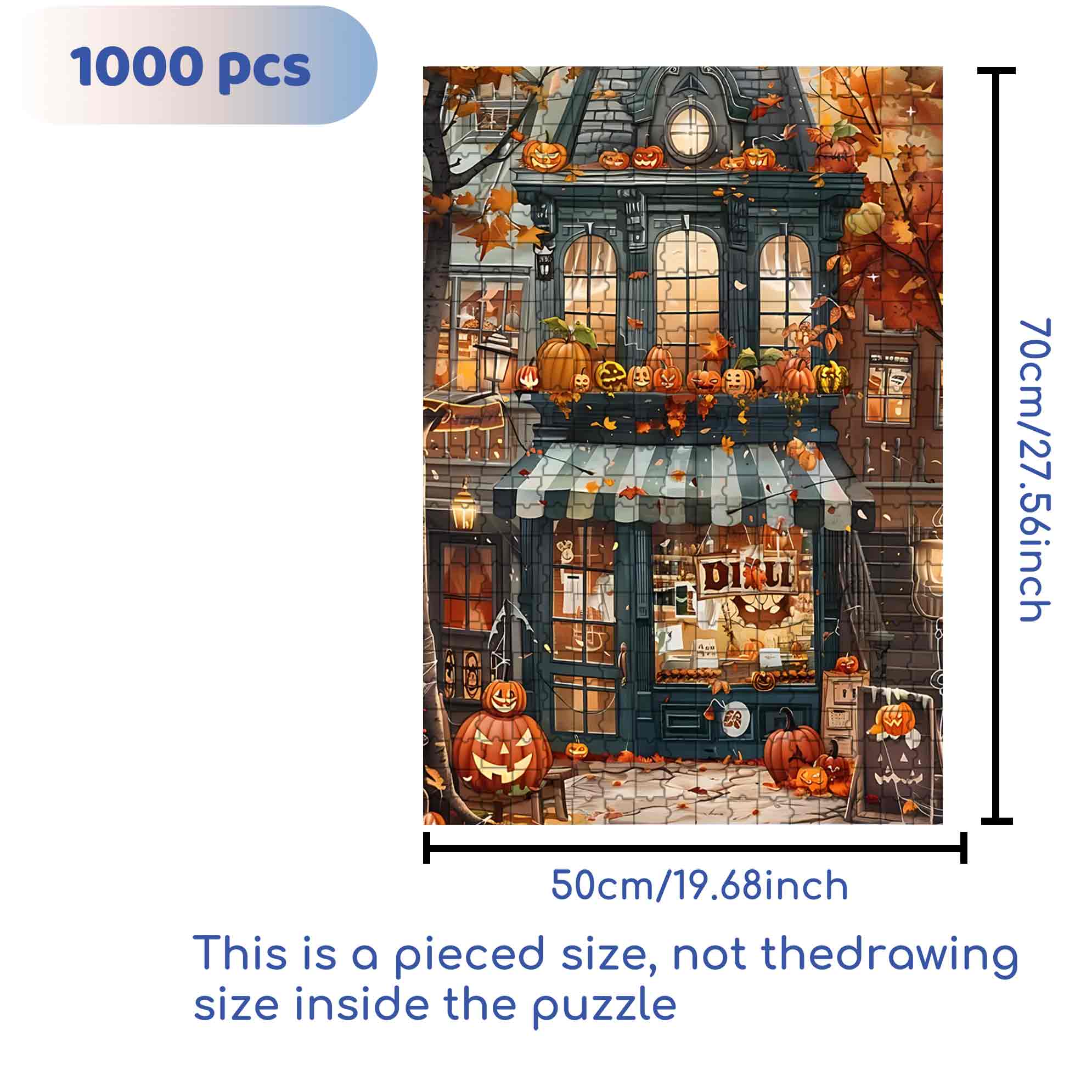 Halloween 500pcs/1000pcs Jigsaw Puzzle, Scratch-Resistant, Paper Material, Interactive Family Game & Brain-Boosting DIY Decor, Perfect for Halloween, Christmas & New Year Gifts, Family Puzzle Game
