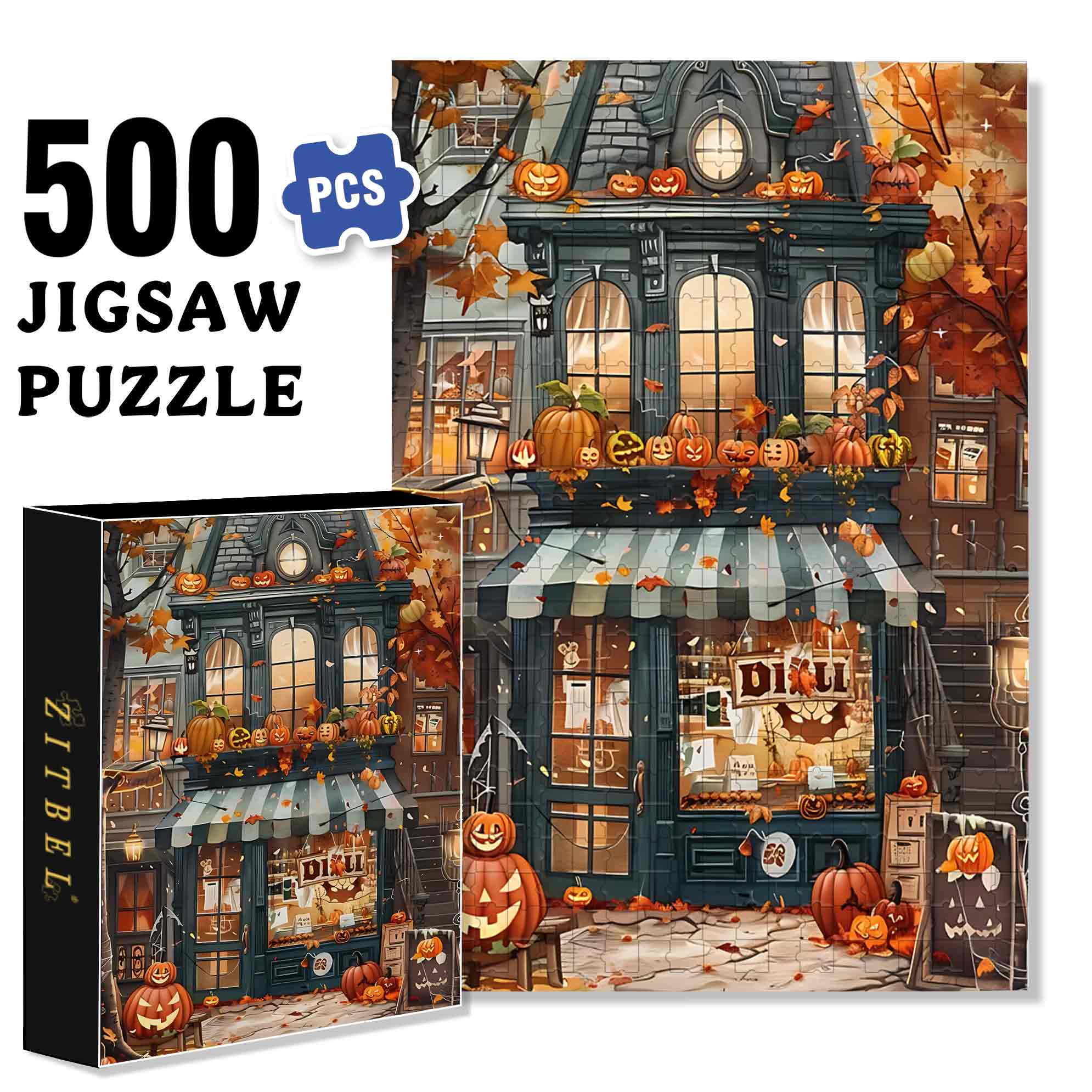 Halloween 500pcs/1000pcs Jigsaw Puzzle, Scratch-Resistant, Paper Material, Interactive Family Game & Brain-Boosting DIY Decor, Perfect for Halloween, Christmas & New Year Gifts, Family Puzzle Game