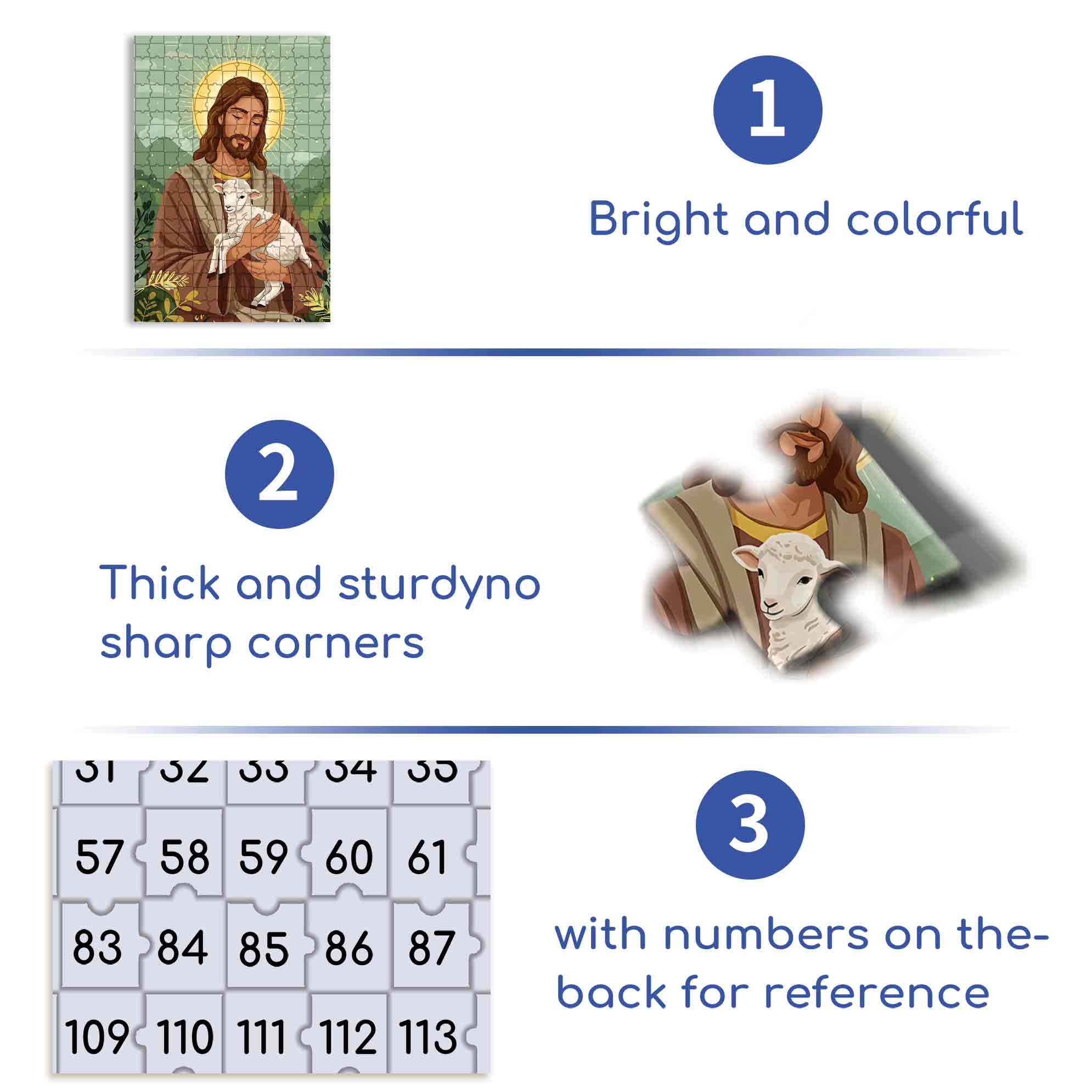 Jesus With Lamb 500pcs/1000pcs Jigsaw Puzzle, Scratch-Resistant, Paper Material, Interactive Family Game & Brain-Boosting DIY Decor, Perfect for Halloween, Christmas & New Year Gifts, Family Puzzle Game