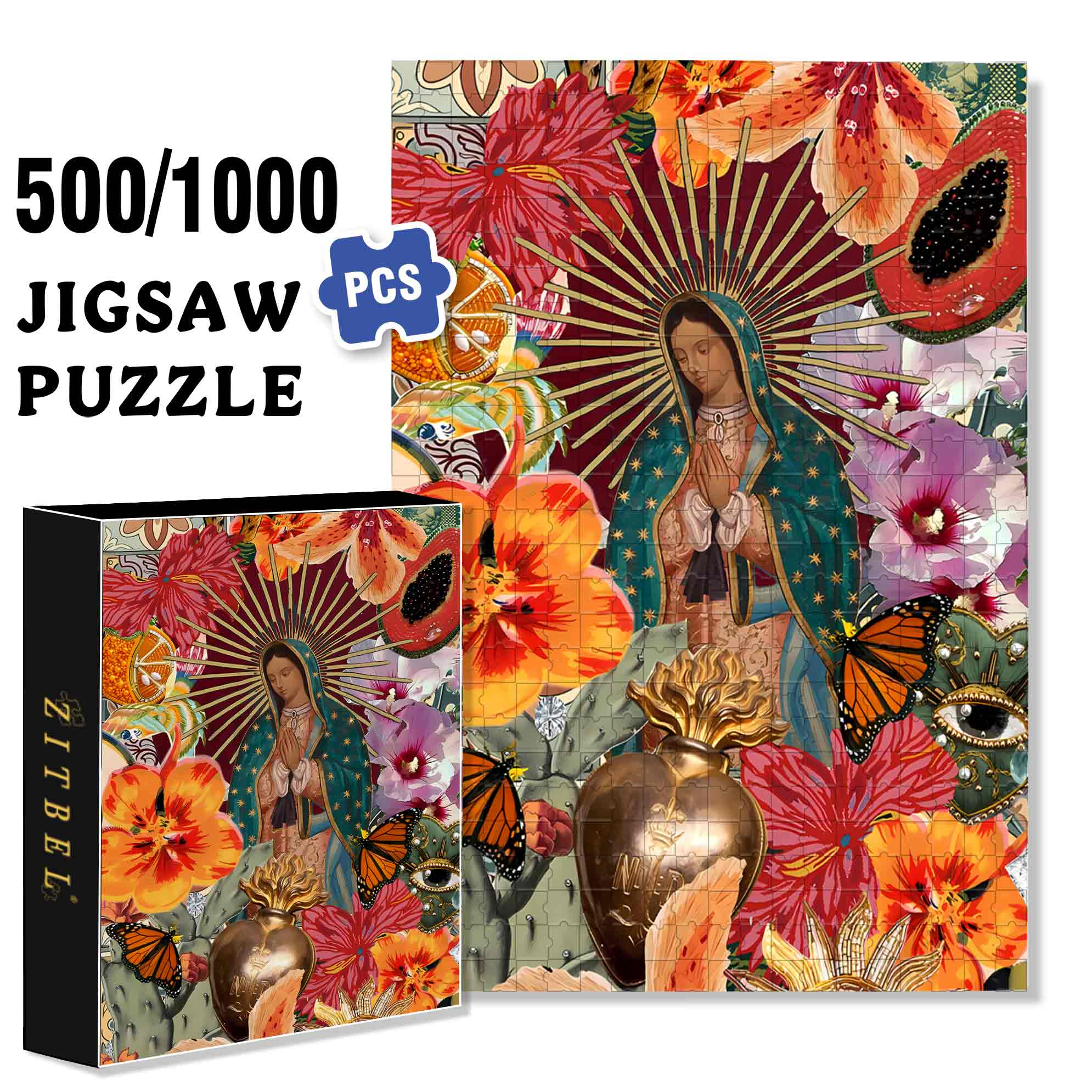 Maria 500pcs/1000pcs Jigsaw Puzzle, Scratch-Resistant, Paper Material, Interactive Family Game & Brain-Boosting DIY Decor, Perfect for Halloween, Christmas & New Year Gifts, Family Puzzle Game