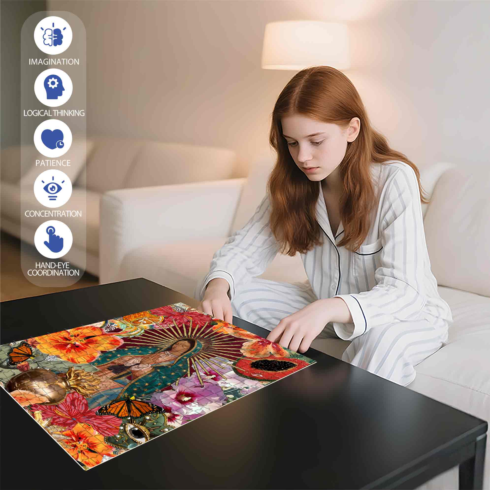 Maria 500pcs/1000pcs Jigsaw Puzzle, Scratch-Resistant, Paper Material, Interactive Family Game & Brain-Boosting DIY Decor, Perfect for Halloween, Christmas & New Year Gifts, Family Puzzle Game