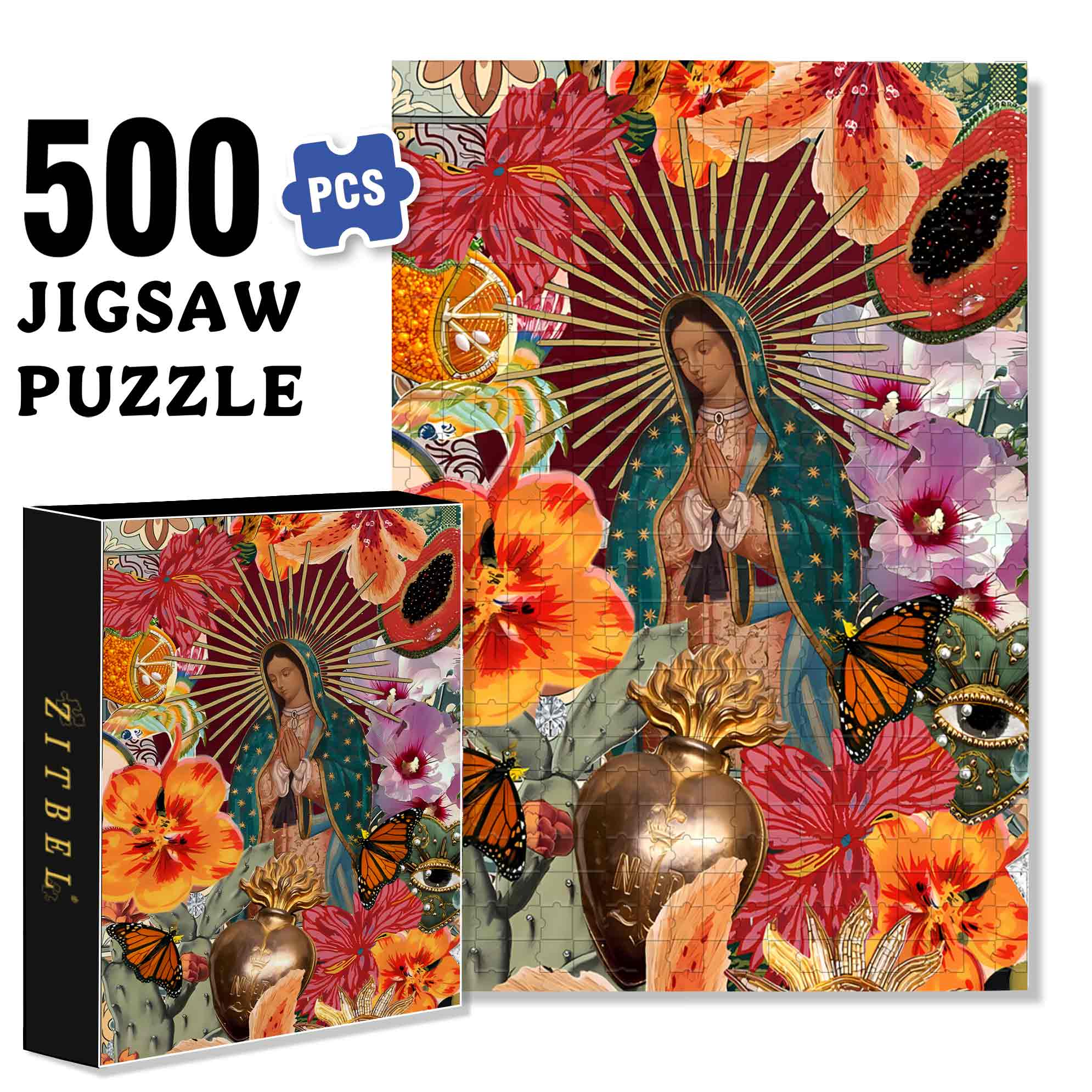 Maria 500pcs/1000pcs Jigsaw Puzzle, Scratch-Resistant, Paper Material, Interactive Family Game & Brain-Boosting DIY Decor, Perfect for Halloween, Christmas & New Year Gifts, Family Puzzle Game