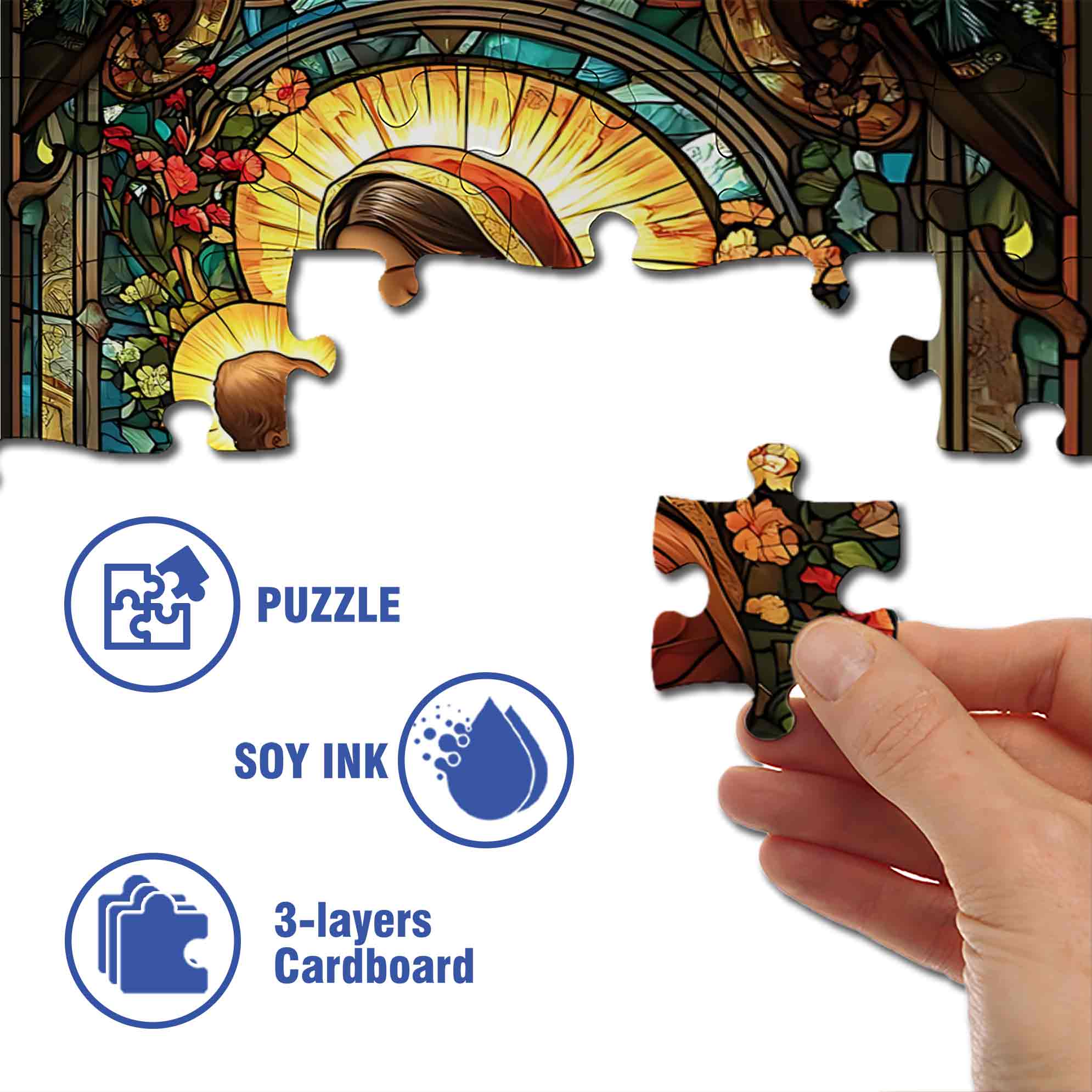 Mary And Jesus 500pcs/1000pcs Jigsaw Puzzle, Scratch-Resistant, Paper Material, Interactive Family Game & Brain-Boosting DIY Decor, Perfect for Halloween, Christmas & New Year Gifts, Family Puzzle Game