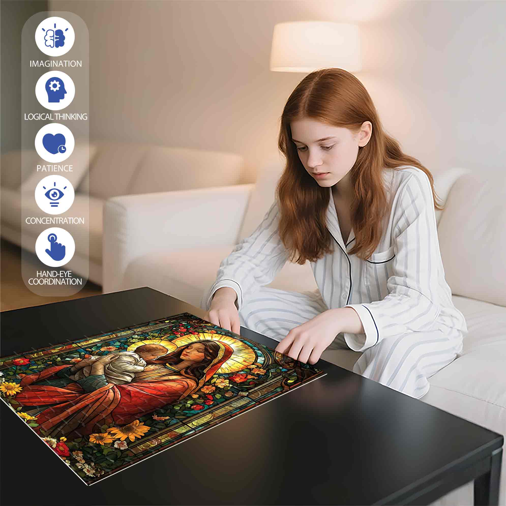 Mary And Jesus 500pcs/1000pcs Jigsaw Puzzle, Scratch-Resistant, Paper Material, Interactive Family Game & Brain-Boosting DIY Decor, Perfect for Halloween, Christmas & New Year Gifts, Family Puzzle Game