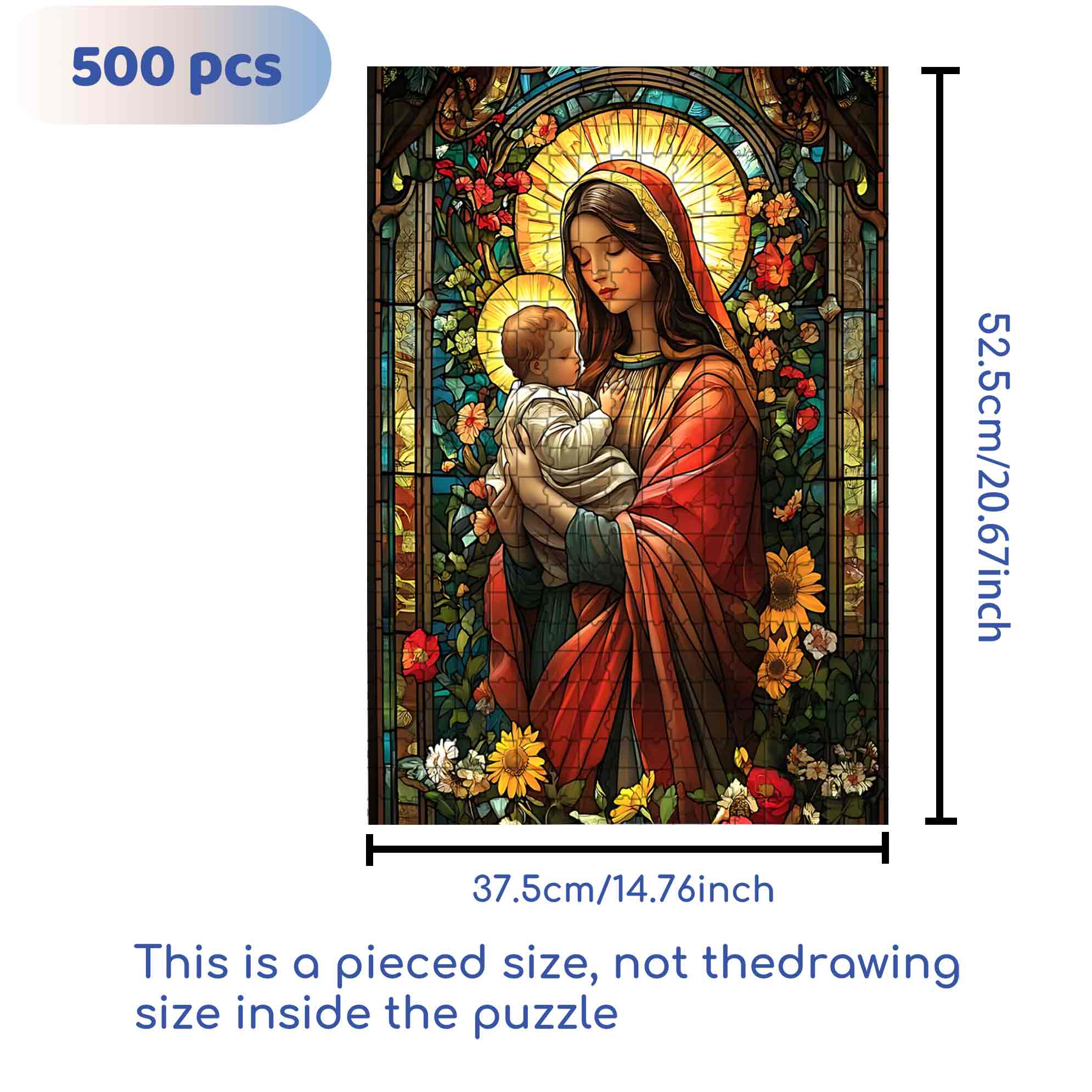 Mary And Jesus 500pcs/1000pcs Jigsaw Puzzle, Scratch-Resistant, Paper Material, Interactive Family Game & Brain-Boosting DIY Decor, Perfect for Halloween, Christmas & New Year Gifts, Family Puzzle Game