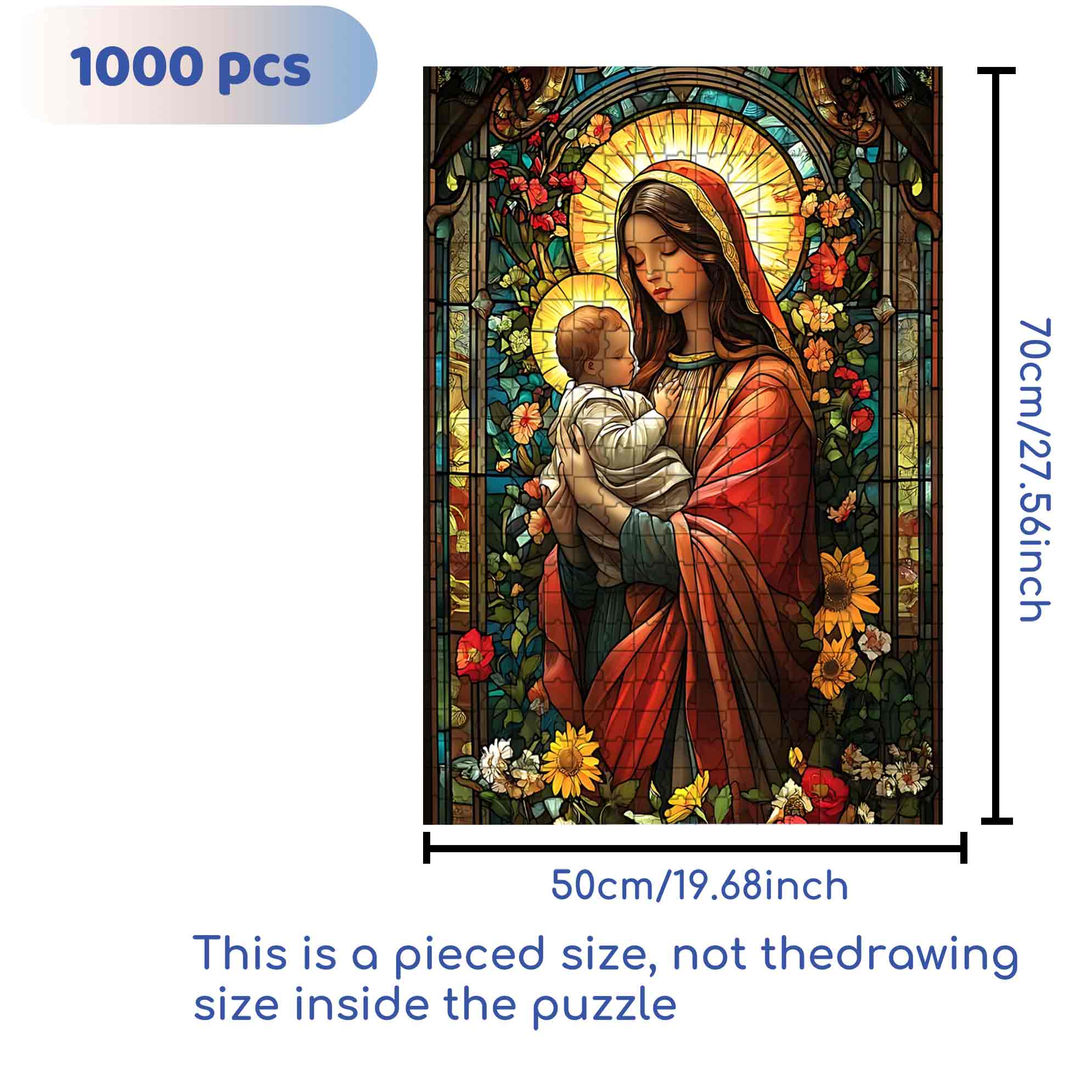 Mary And Jesus 500pcs/1000pcs Jigsaw Puzzle, Scratch-Resistant, Paper Material, Interactive Family Game & Brain-Boosting DIY Decor, Perfect for Halloween, Christmas & New Year Gifts, Family Puzzle Game