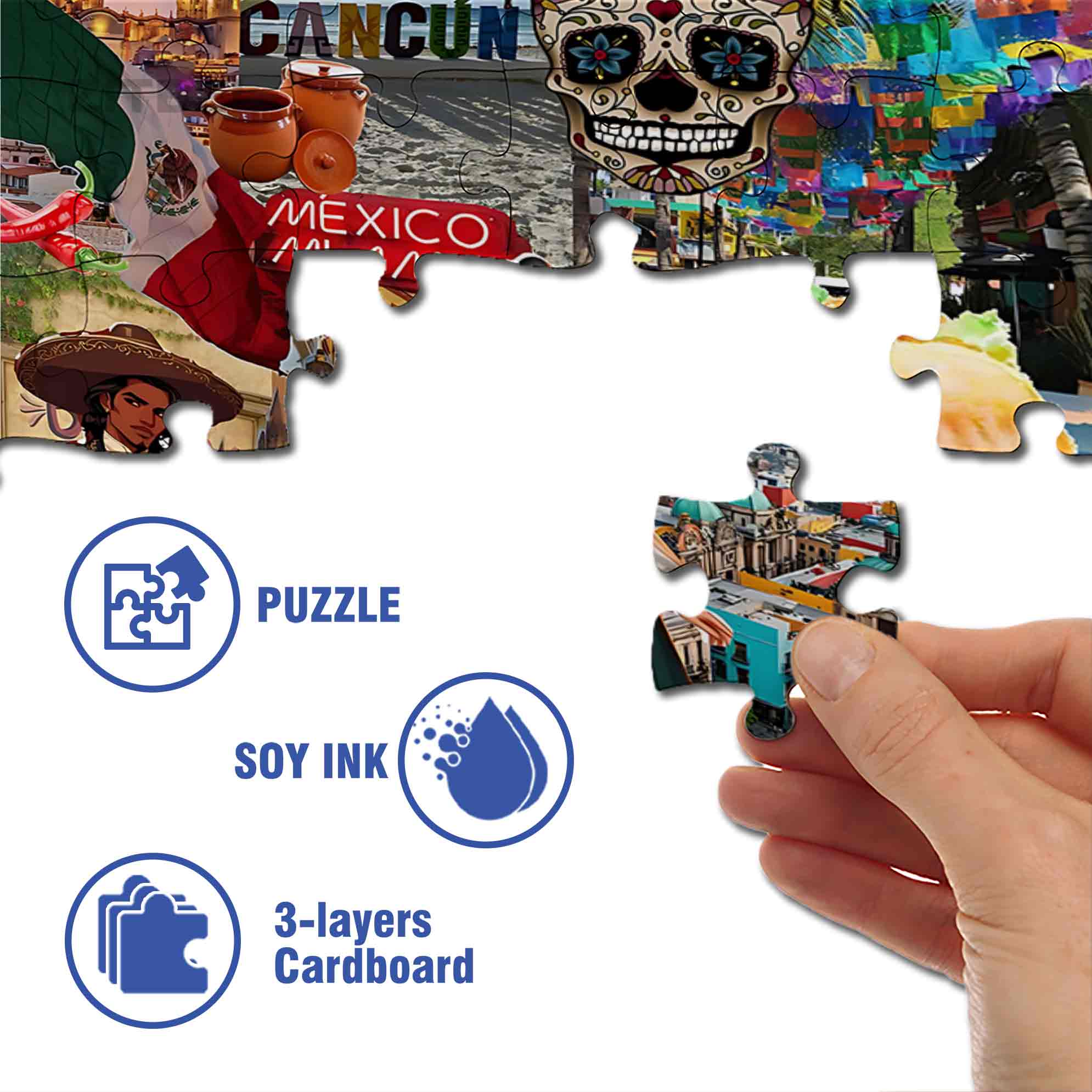 Mexican Charm 500pcs/1000pcs Jigsaw Puzzle, Scratch-Resistant, Paper Material, Interactive Family Game & Brain-Boosting DIY Decor, Perfect for Halloween, Christmas & New Year Gifts, Family Puzzle Game