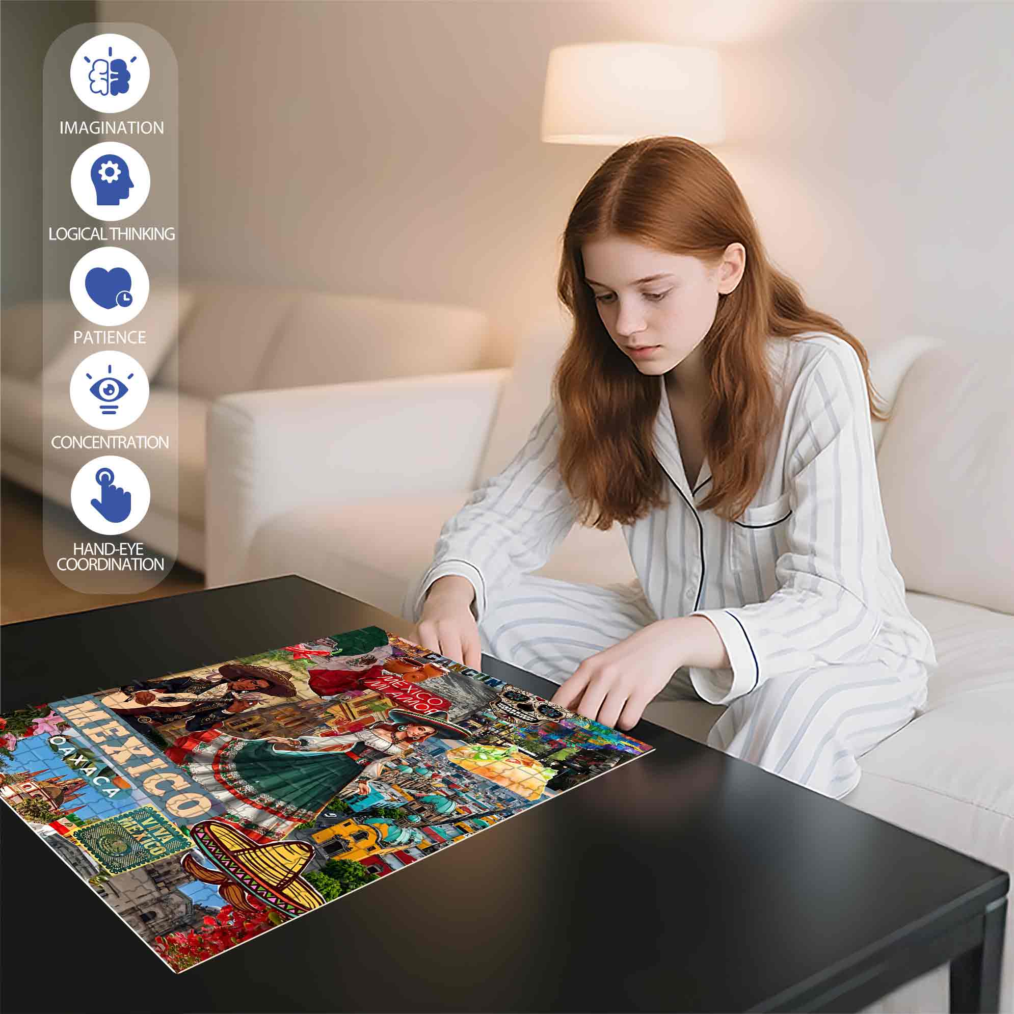 Mexican Charm 500pcs/1000pcs Jigsaw Puzzle, Scratch-Resistant, Paper Material, Interactive Family Game & Brain-Boosting DIY Decor, Perfect for Halloween, Christmas & New Year Gifts, Family Puzzle Game