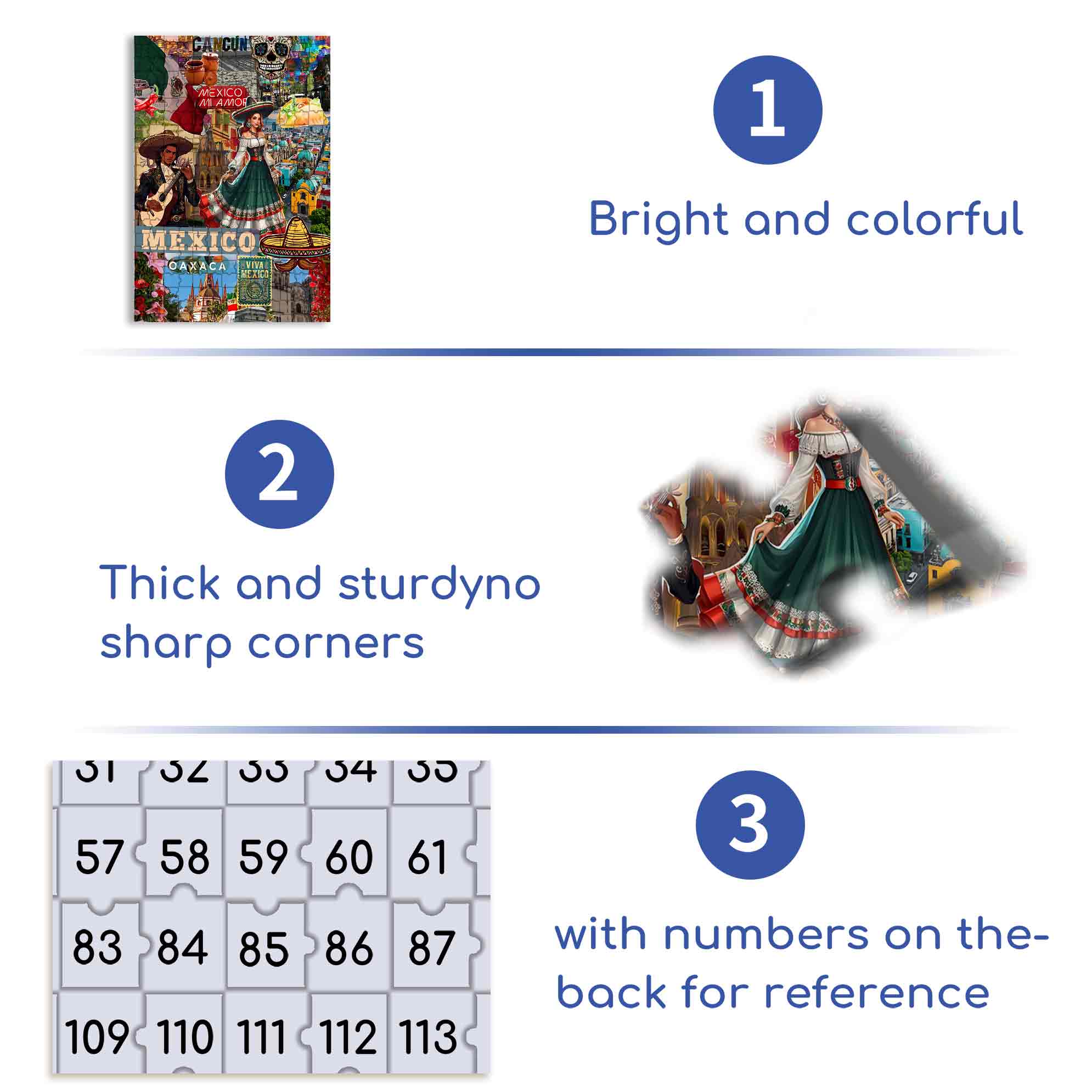 Mexican Charm 500pcs/1000pcs Jigsaw Puzzle, Scratch-Resistant, Paper Material, Interactive Family Game & Brain-Boosting DIY Decor, Perfect for Halloween, Christmas & New Year Gifts, Family Puzzle Game