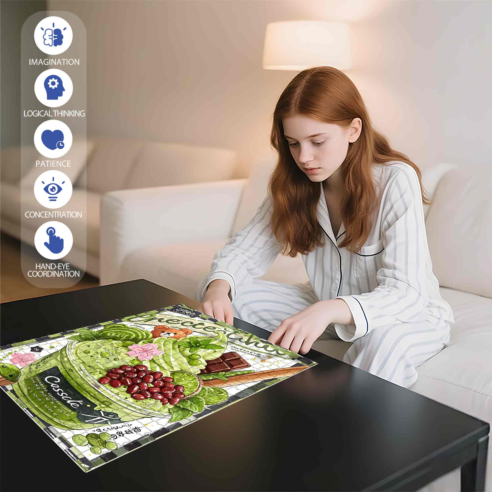 Mocha 500pcs/1000pcs Jigsaw Puzzle, Scratch-Resistant, Paper Material, Interactive Family Game & Brain-Boosting DIY Decor, Perfect for Halloween, Christmas & New Year Gifts, Family Puzzle Game