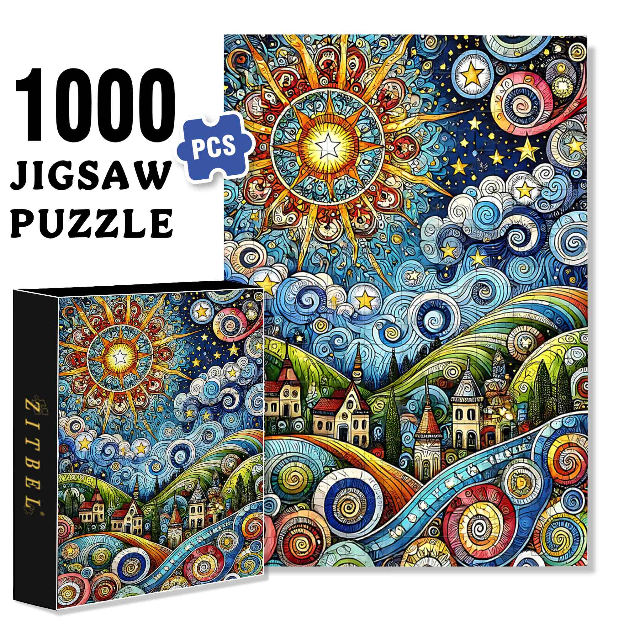 Mosaic Sun 500pcs/1000pcs Jigsaw Puzzle, Scratch-Resistant, Paper Material, Interactive Family Game & Brain-Boosting DIY Decor, Perfect for Halloween, Christmas & New Year Gifts, Family Puzzle Game