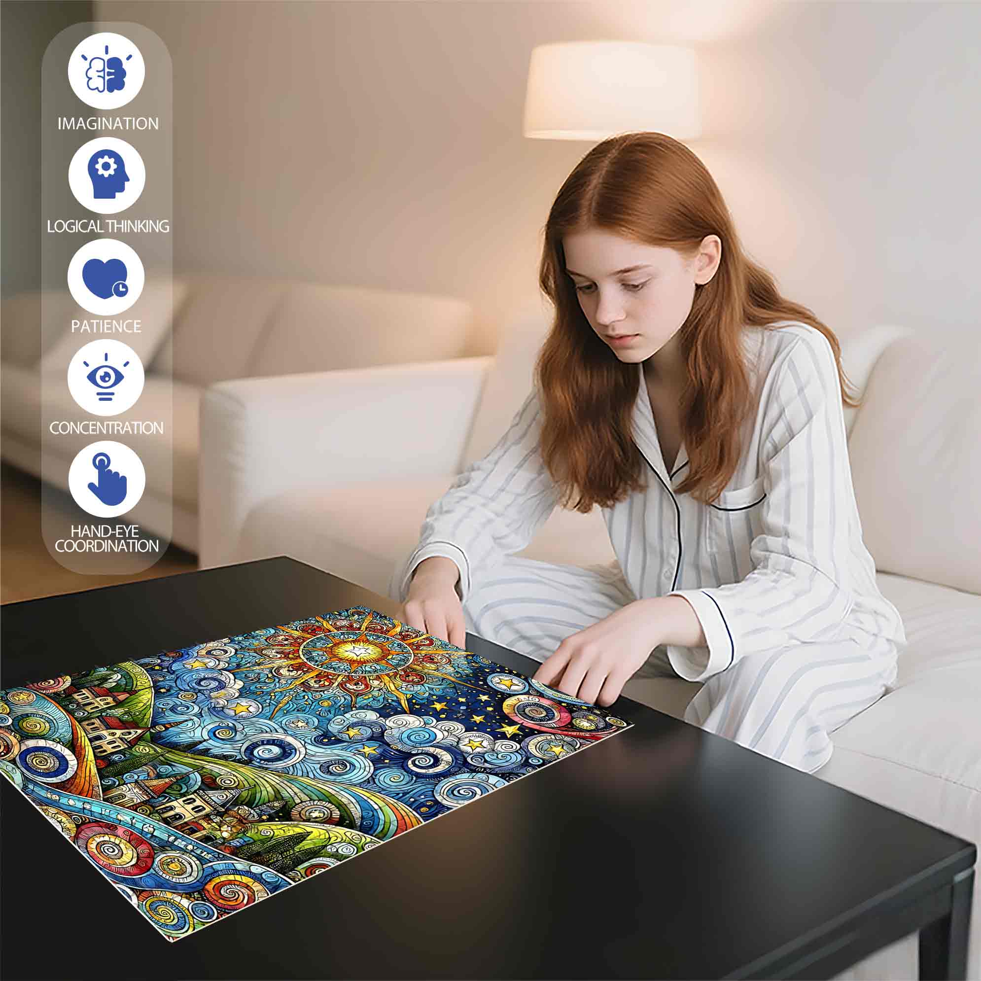 Mosaic Sun 500pcs/1000pcs Jigsaw Puzzle, Scratch-Resistant, Paper Material, Interactive Family Game & Brain-Boosting DIY Decor, Perfect for Halloween, Christmas & New Year Gifts, Family Puzzle Game