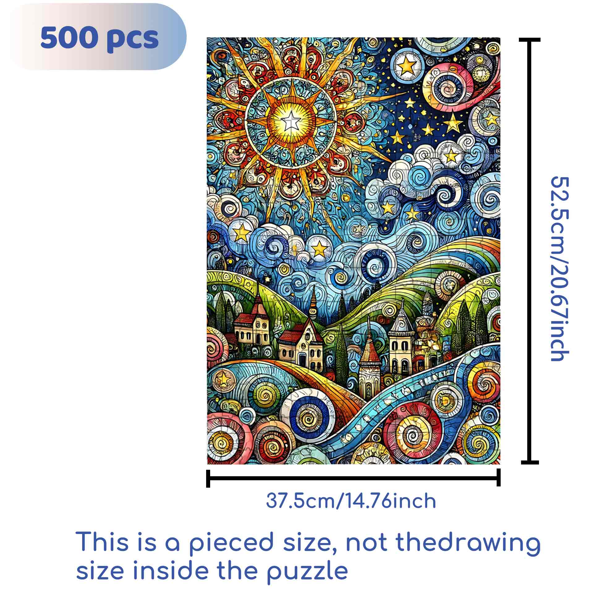 Mosaic Sun 500pcs/1000pcs Jigsaw Puzzle, Scratch-Resistant, Paper Material, Interactive Family Game & Brain-Boosting DIY Decor, Perfect for Halloween, Christmas & New Year Gifts, Family Puzzle Game