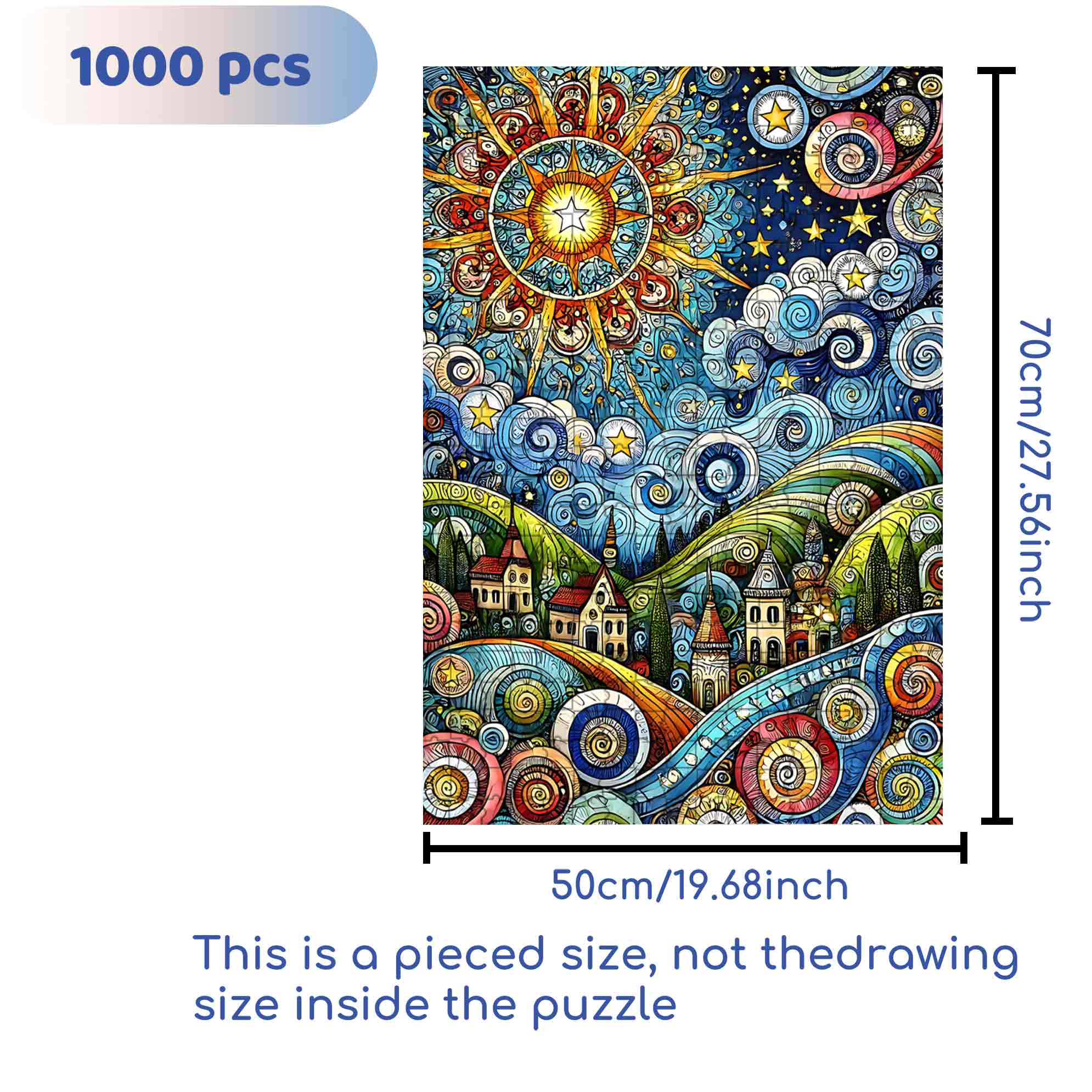 Mosaic Sun 500pcs/1000pcs Jigsaw Puzzle, Scratch-Resistant, Paper Material, Interactive Family Game & Brain-Boosting DIY Decor, Perfect for Halloween, Christmas & New Year Gifts, Family Puzzle Game