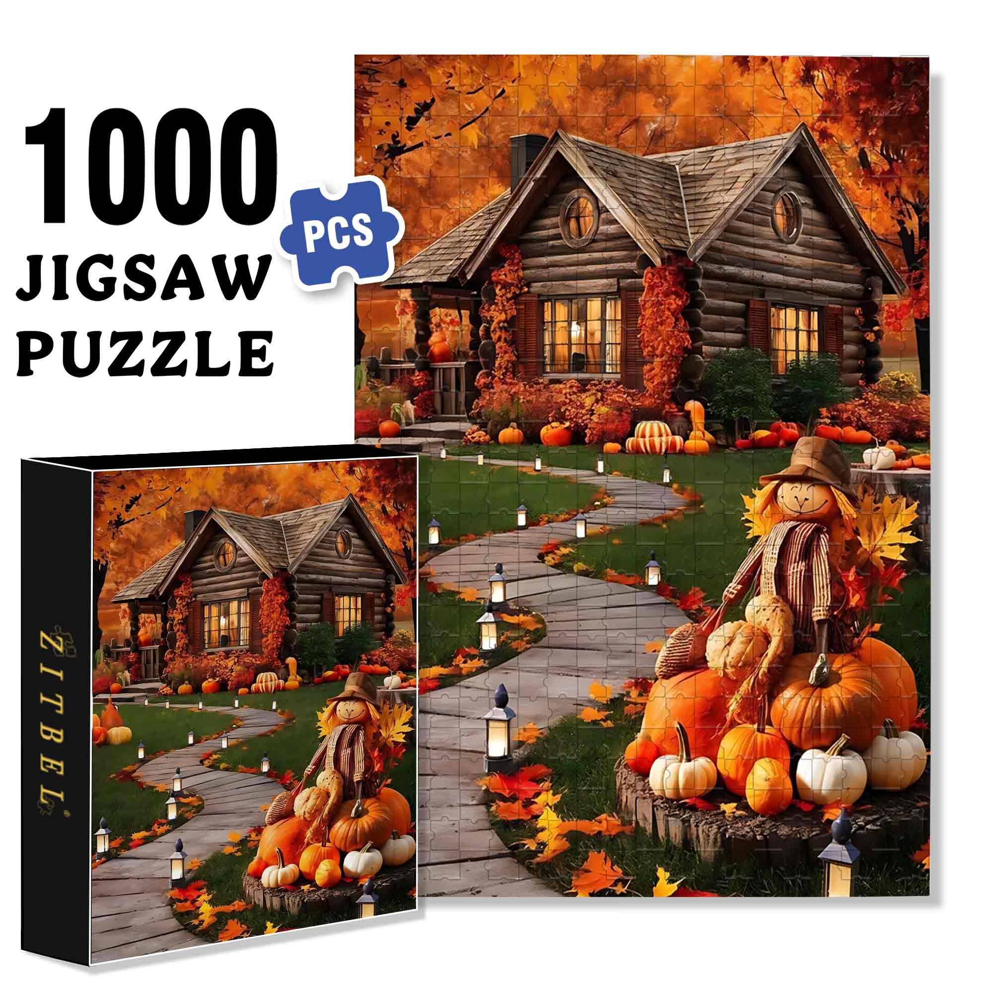 Pumping House 500pcs/1000pcs Jigsaw Puzzle, Scratch-Resistant, Paper Material, Interactive Family Game & Brain-Boosting DIY Decor, Perfect for Halloween, Christmas & New Year Gifts, Family Puzzle Game