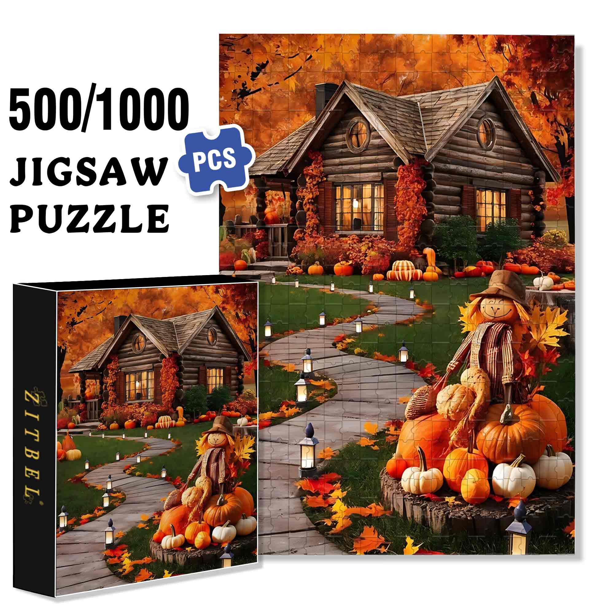 Pumping House 500pcs/1000pcs Jigsaw Puzzle, Scratch-Resistant, Paper Material, Interactive Family Game & Brain-Boosting DIY Decor, Perfect for Halloween, Christmas & New Year Gifts, Family Puzzle Game